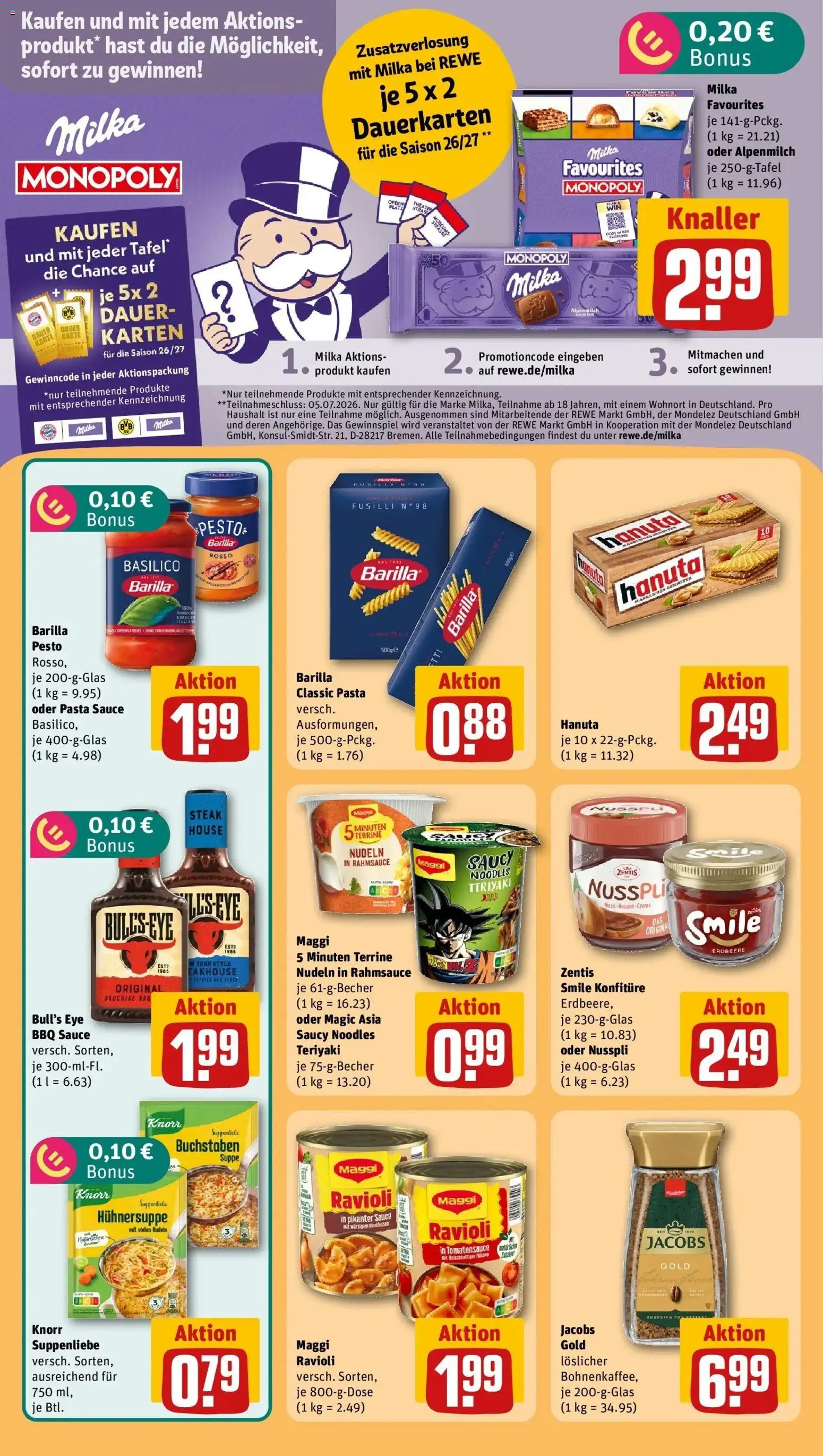 Rewe Prospekt München – gültig ab 29.06.2026 | Seite: 14 | Produkte: Maggi, Barilla pesto, Rindfleisch, Steak