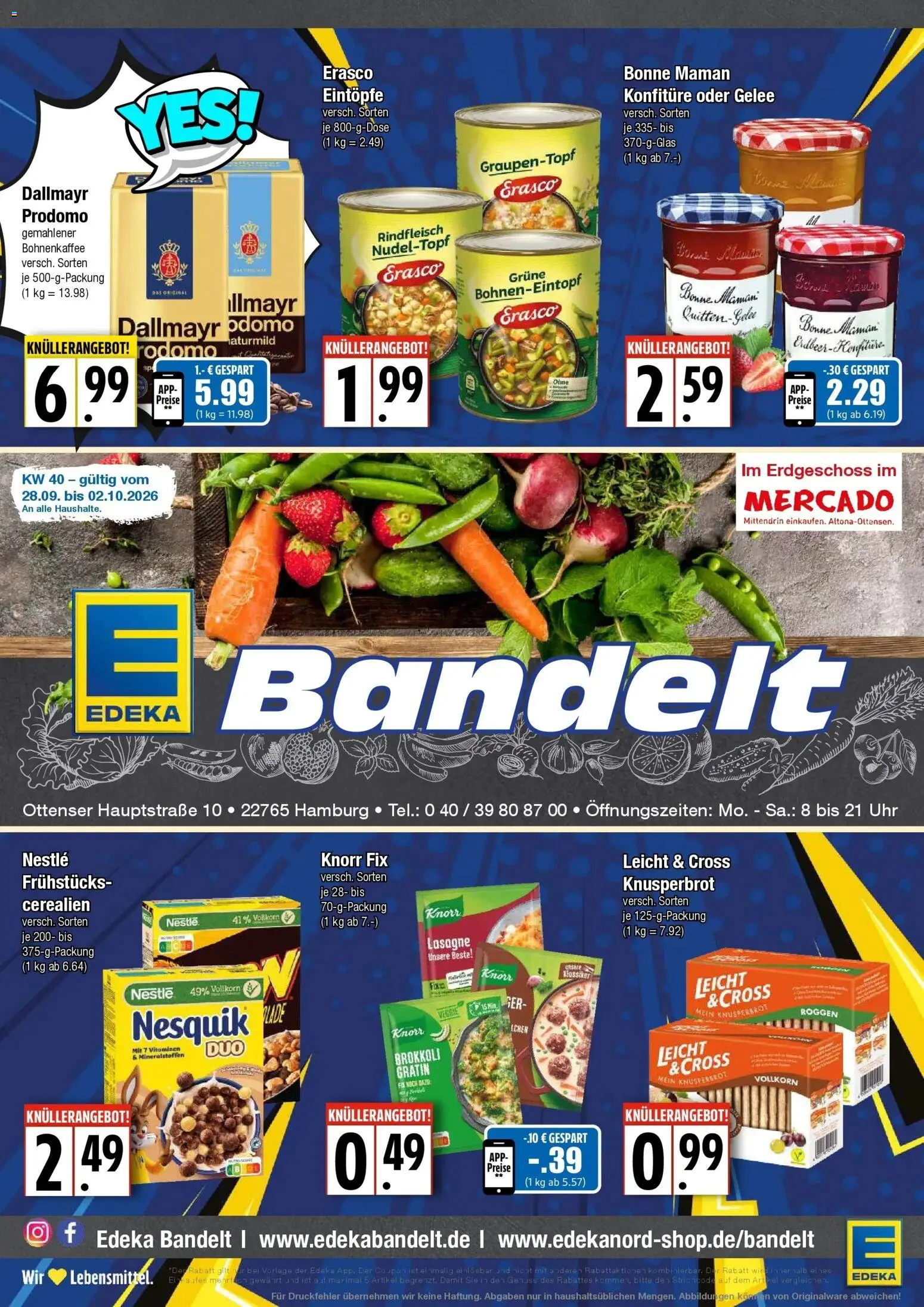 Edeka Prospekt Hamburg (ab 28.09.2026) » Angebote Online | Seite: 1 | Produkte: Lasagne, Knorr, Brokkoli, Erasco