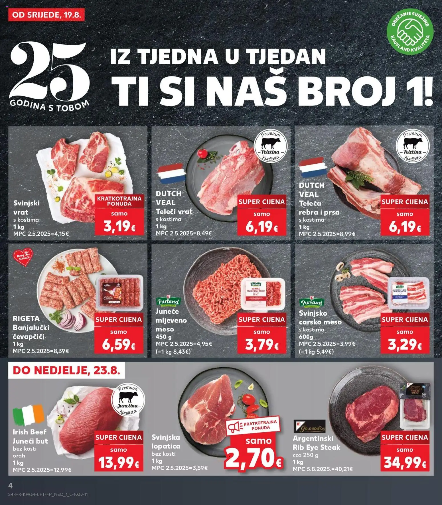 Kaufland katalog | vrijedi od 19.08.2026 | Stranica: 4 | Proizvodi: Carsko meso, Svinjski vrat, Teletina, Meso
