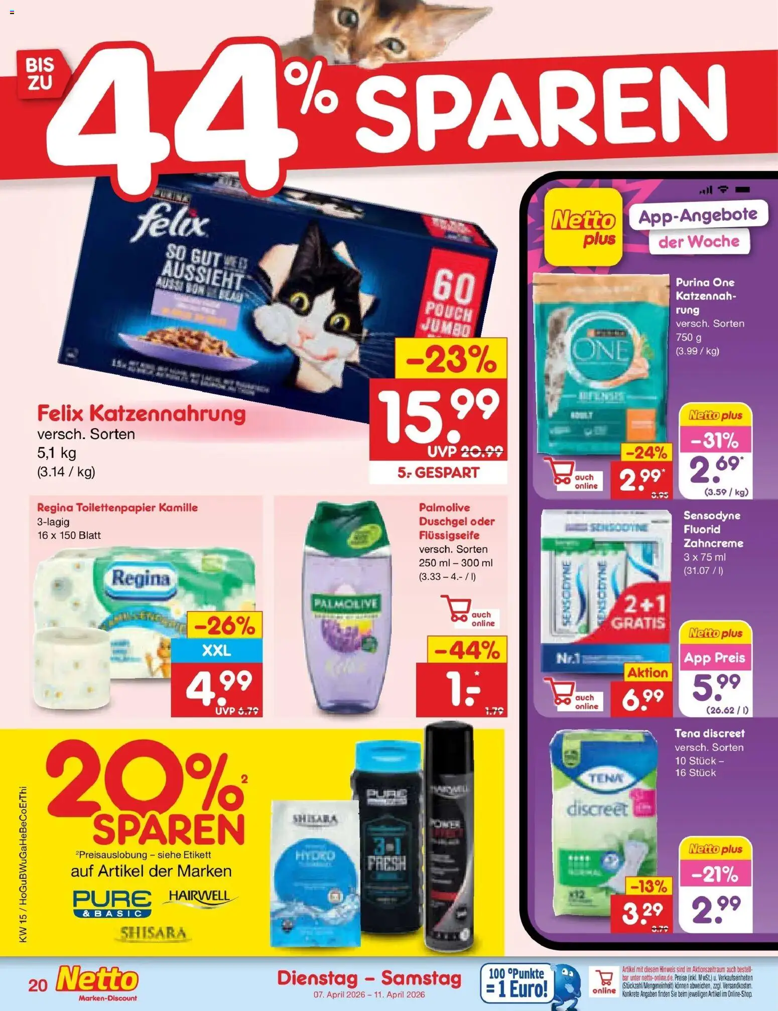 Netto Marken-Discount Prospekt Hamburg	 – gültig ab 07.04.2026 | Seite: 28 | Produkte: Purina one, Duschgel, Toilettenpapier