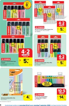 Carrefour folder Vlotte Start - Voorbeeld van een folder van Carrefour, geldig van 22/07/2026 | Pagina: 8 | Producten: Markeerstiften