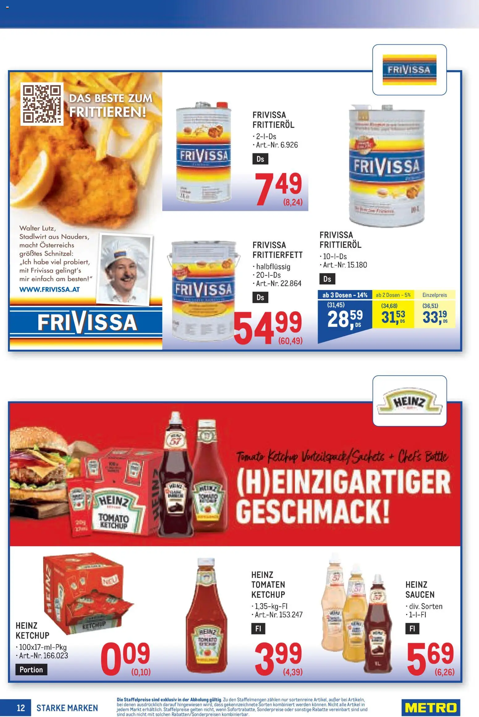 Metro angebote Starke Marken gültig ab 15.10.2026 | Seite: 12 | Produkte: Ketchup, Frittieröl, Tomaten