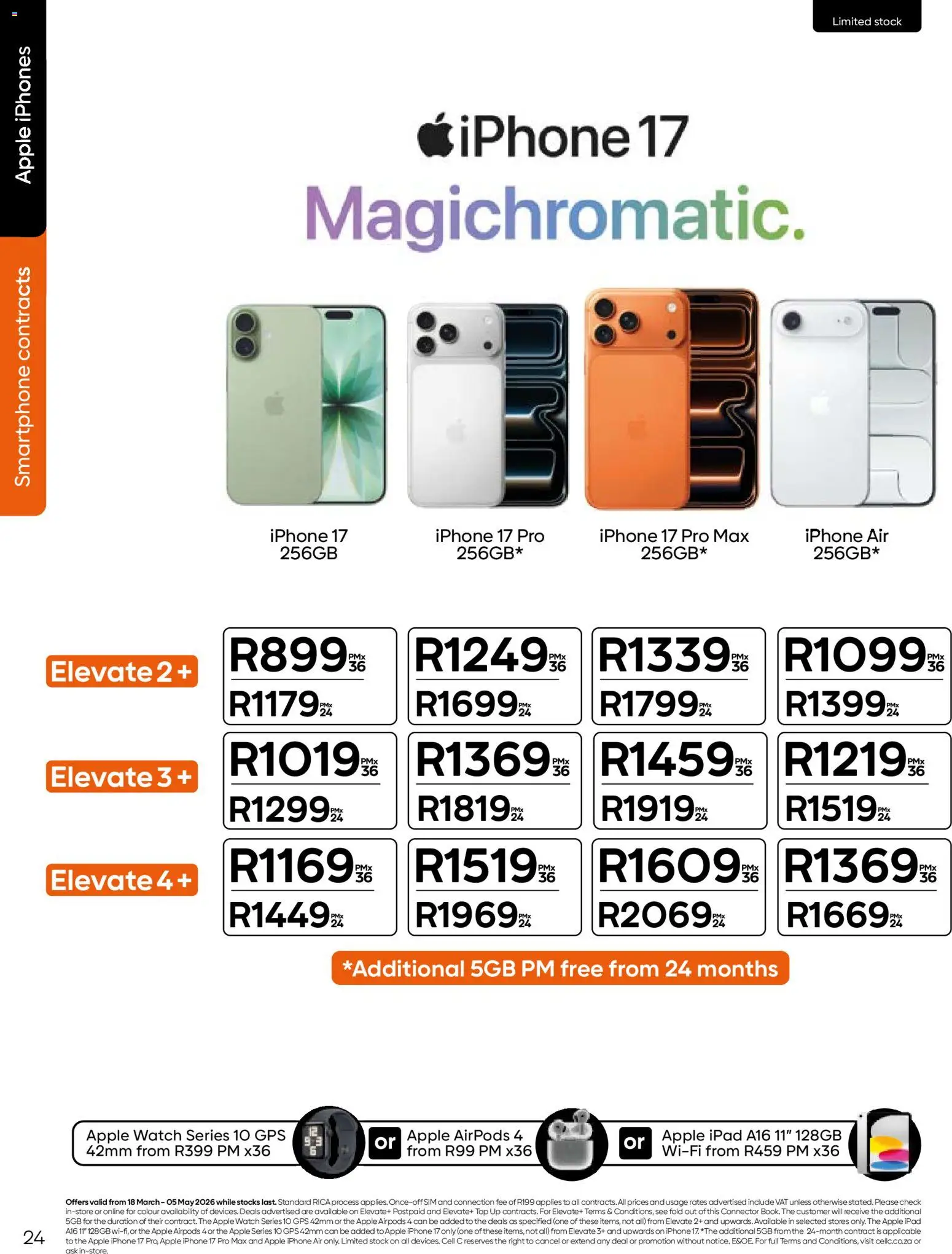 New Cell C catalogue – valid from 18.03.2026 | Page: 26 | Products: Sim, Smartphone, Watch, Stock