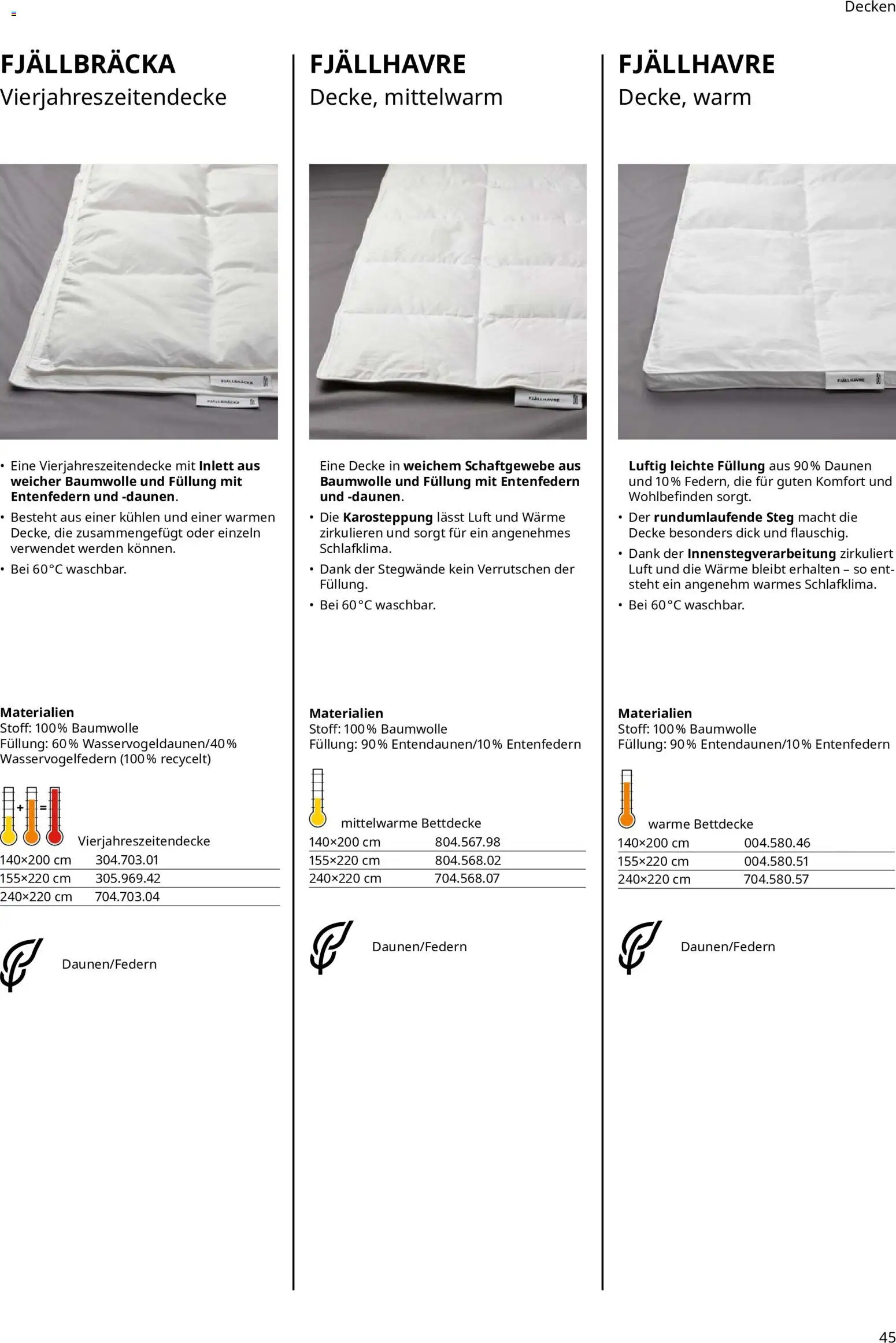 Ikea Prospekt Schlafkomfort – gültig ab 16.09.2026 | Seite: 45 | Produkte: Decke, Bettdecke
