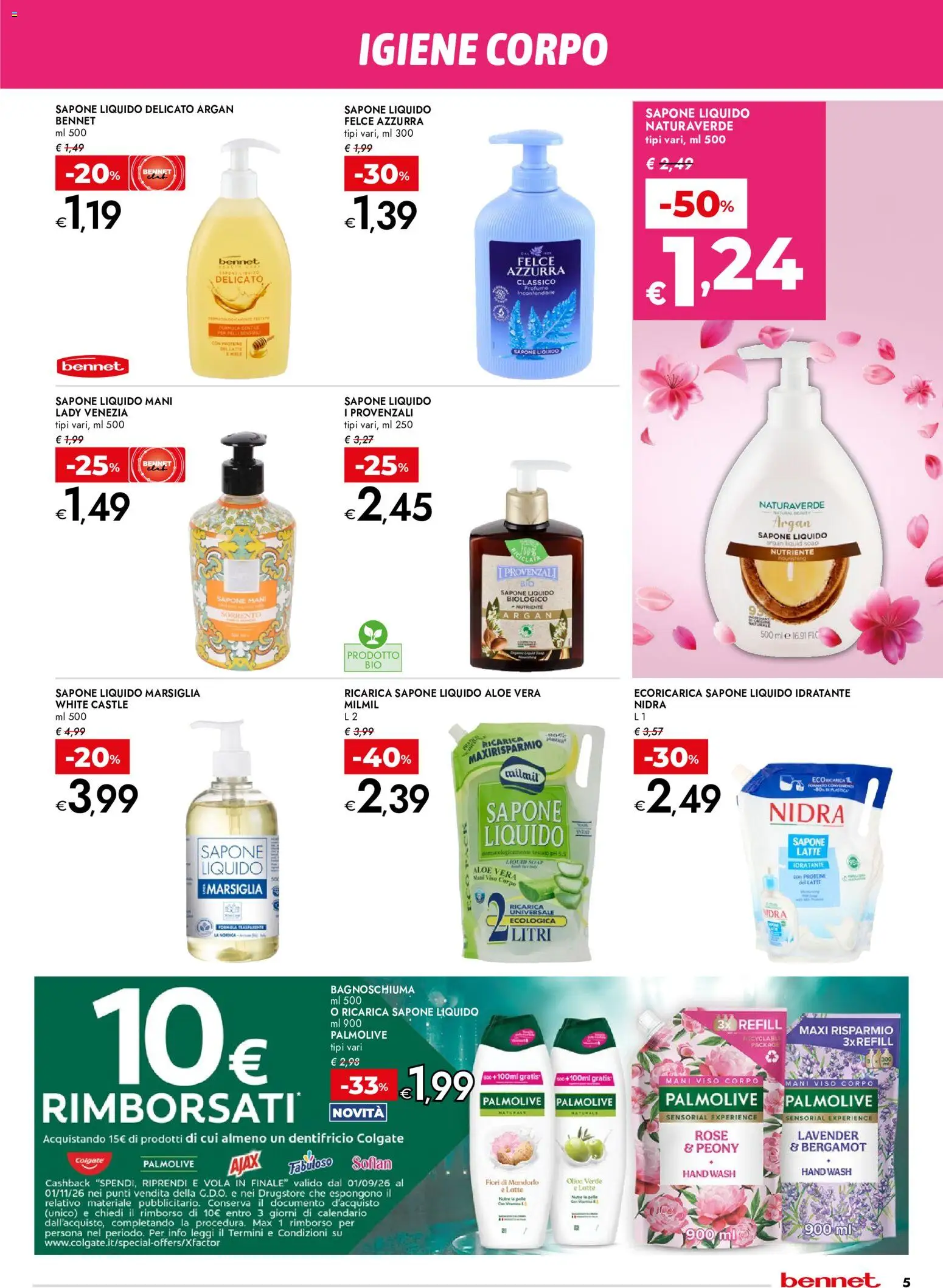 Volantino bennet del 17/09/2026 | Pagina: 5 | Prodotti: Sapone, Dentifricio, Latte, Aloe vera