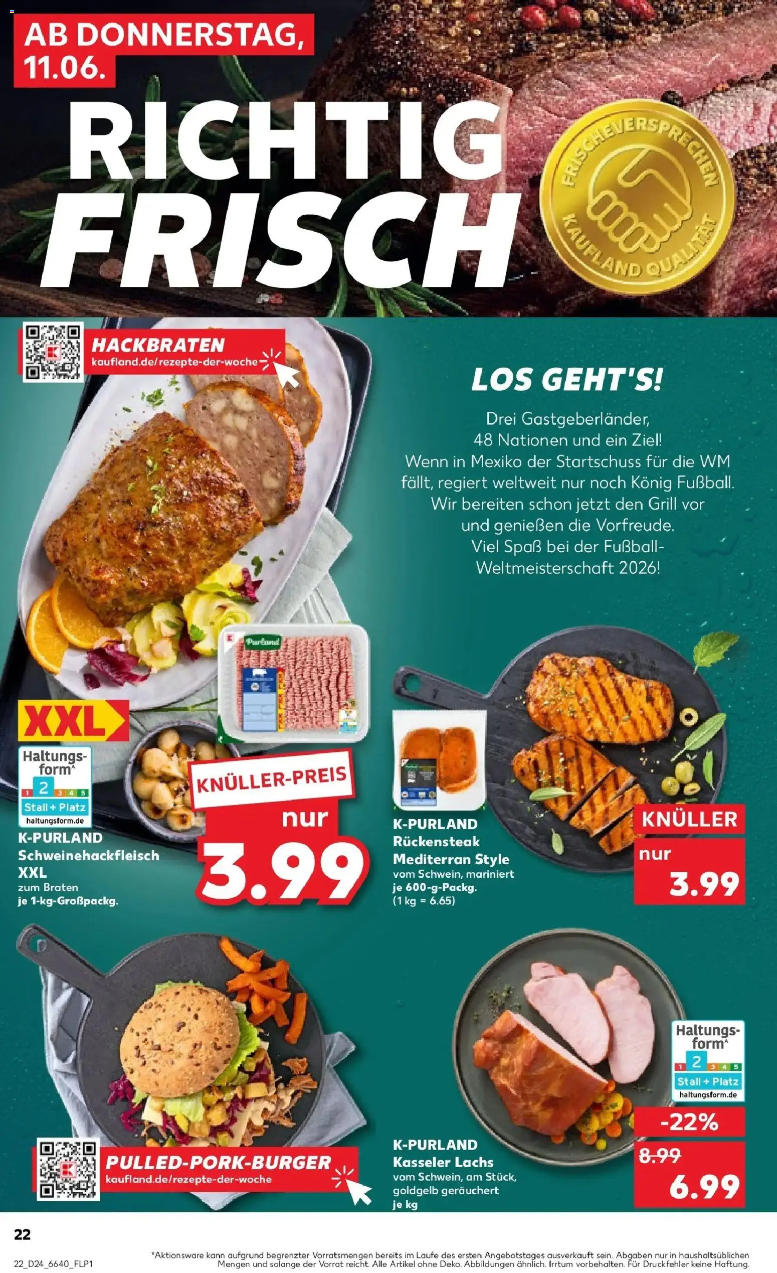 Kaufland Prospekt Kaufbeuren – gültig ab 11.06.2026 | Seite: 22 | Produkte: Grill, Fußball, Lachs, Steak