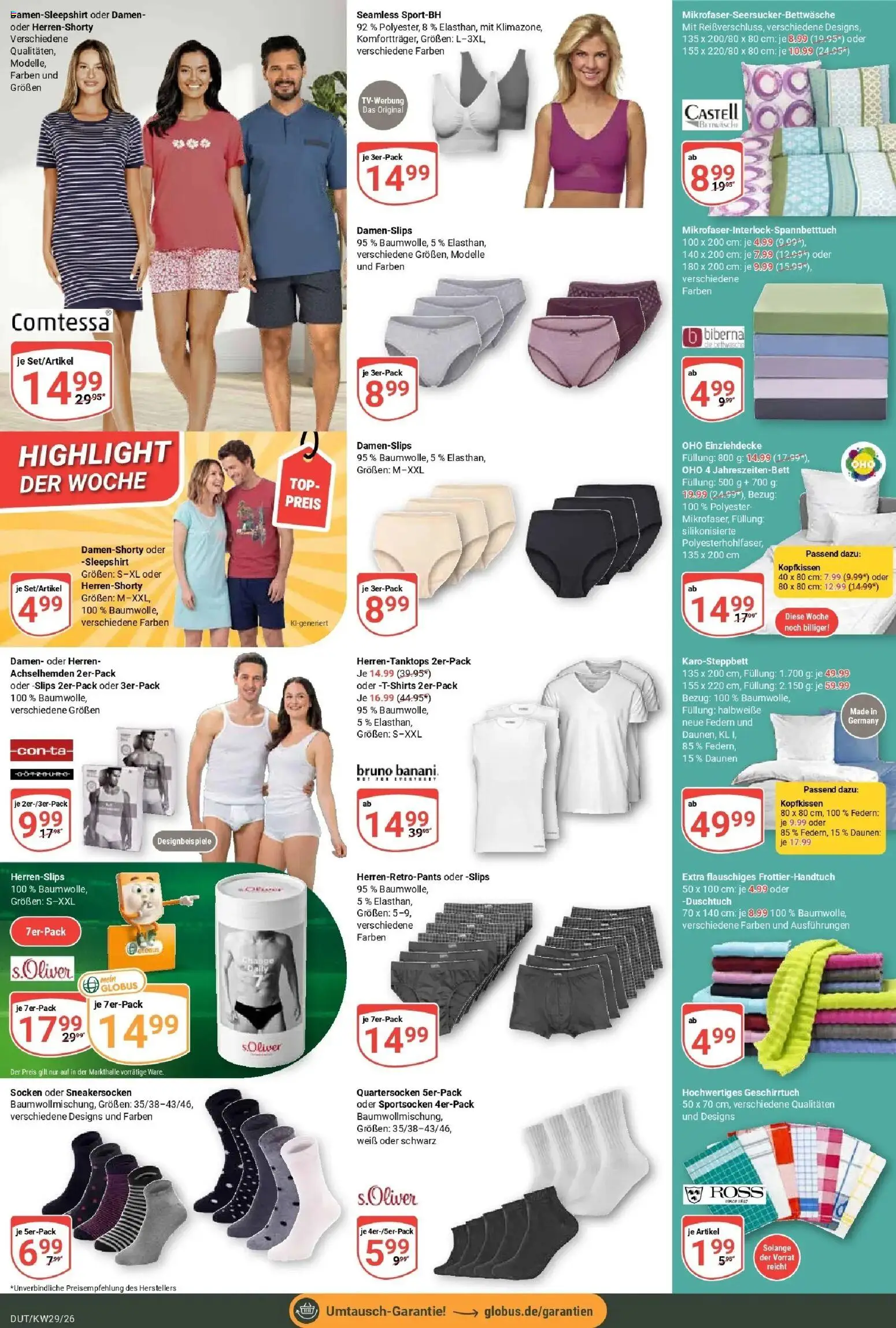 Globus Prospekt Wetzlar-Dutenhofen – gültig ab 13.07.2026 | Seite: 24 | Produkte: Top, Kopfkissen, Socken