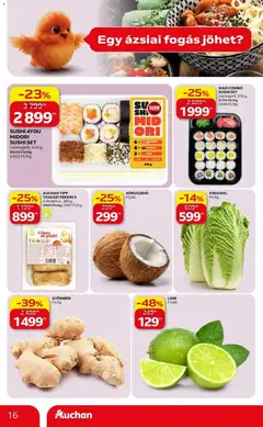 Auchan Nemzetközi konyha ajánlataink Szekszárd - amely érvényes a következő dátumtól: 07.05.2026 | Oldal: 16 | Termékek: Lime, Gyömbér, Sushi, Fogas