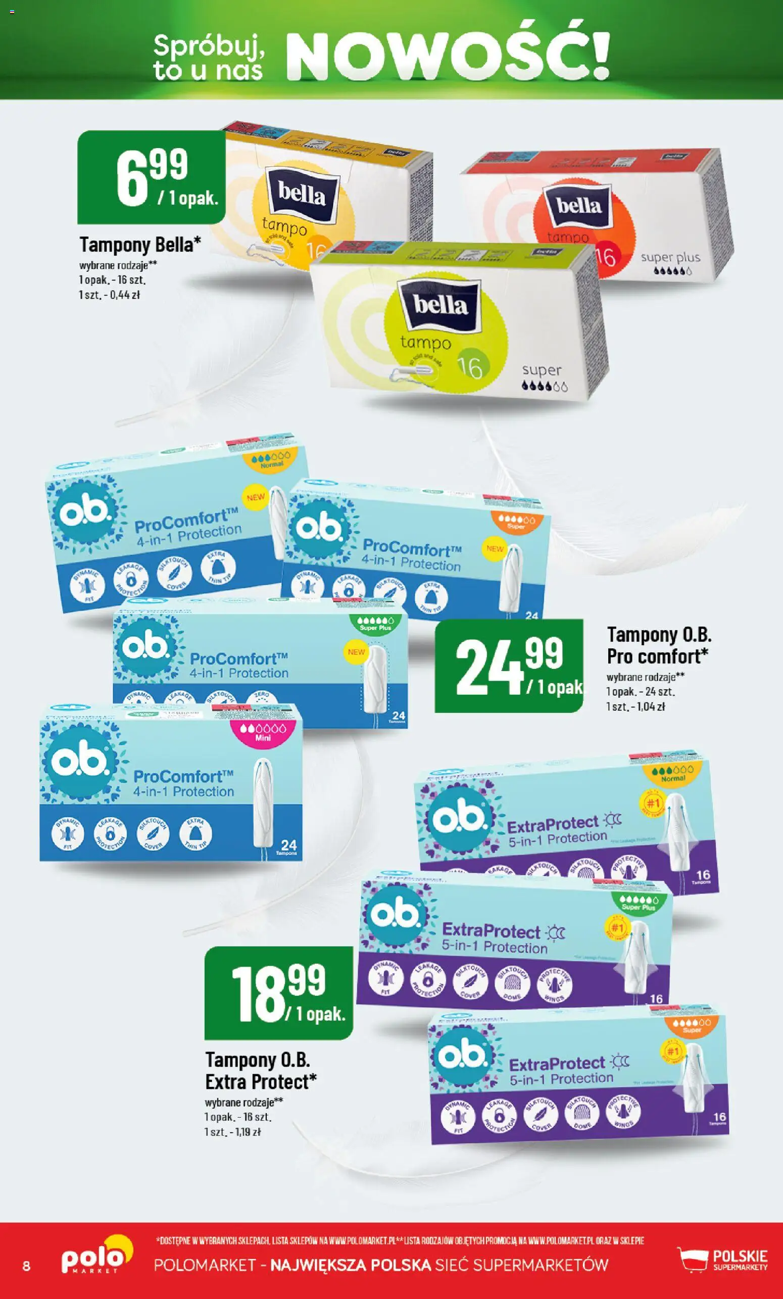 Nowa POLOmarket gazetka od jutra 19.08.2026 | Strona: 8 | Produkty: Tampony