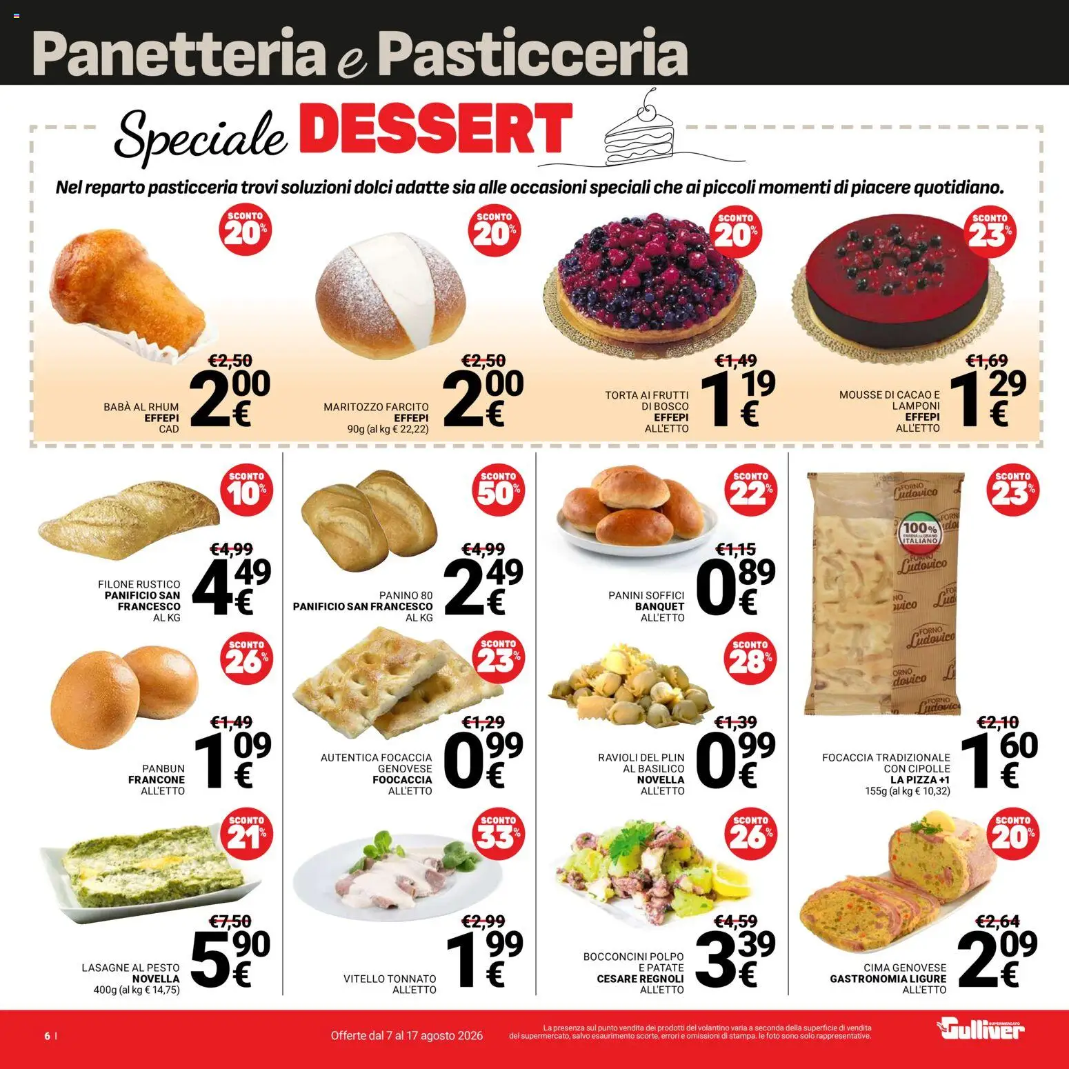Volantino Gulliver del 07/08/2026 | Pagina: 6 | Prodotti: Patate, Ravioli, Dolci, Cacao