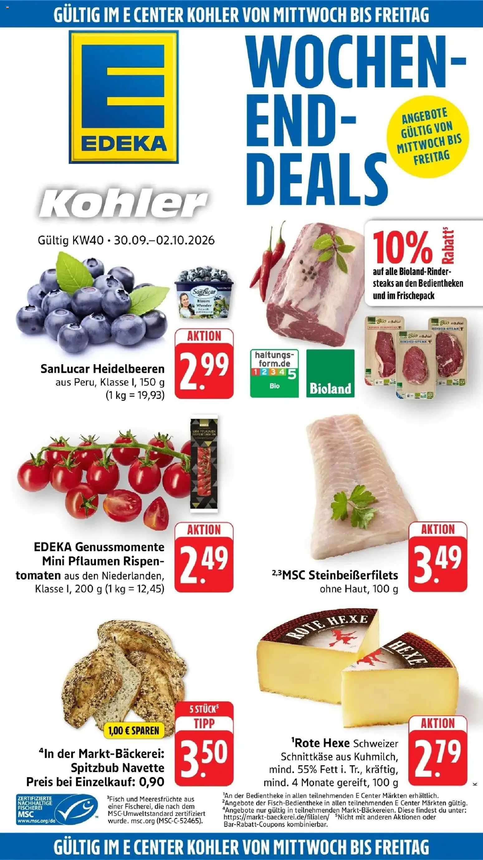 Edeka Prospekt Lahr – gültig ab 28.09.2026 | Seite: 43 | Produkte: Pflaumen, Tomaten, Heidelbeeren, Meeresfrüchte