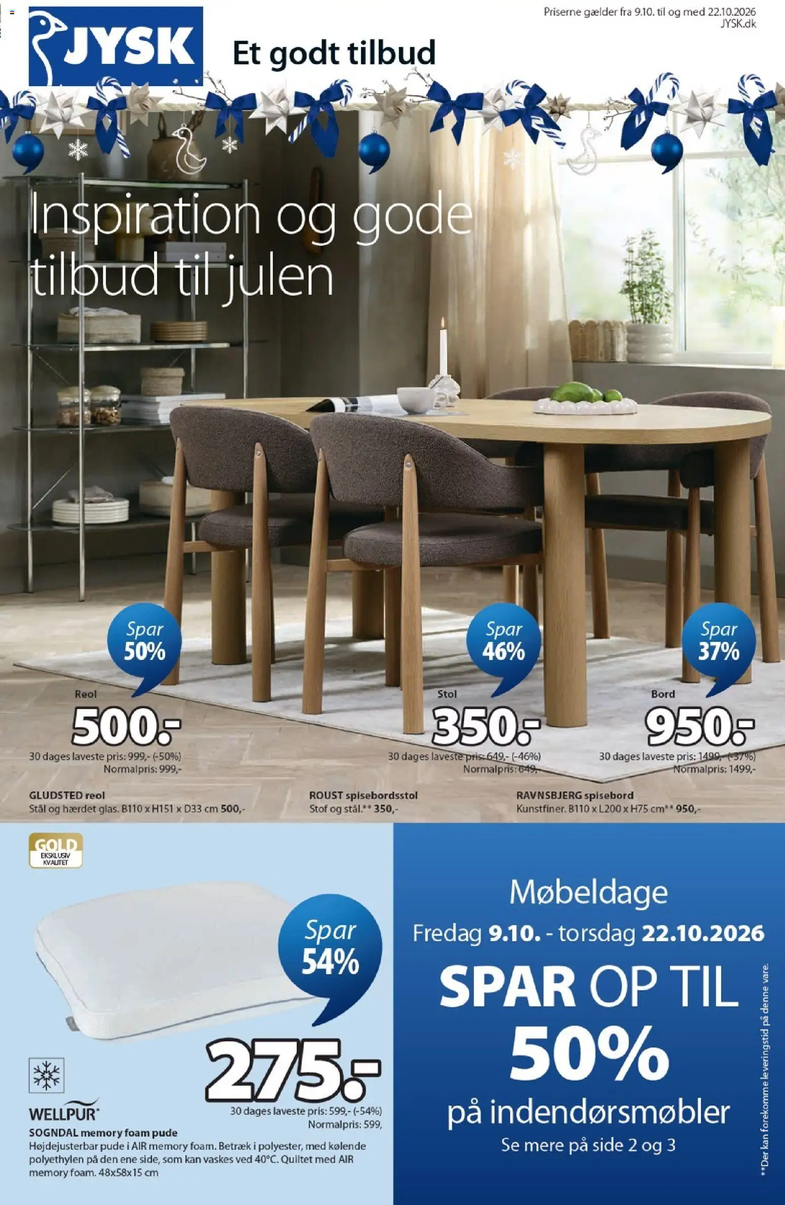 JYSK tilbudsavis – gyldig fra 09/10/2026 | Side: 1 | Produkter: Pude, Stol, Stof, Søm