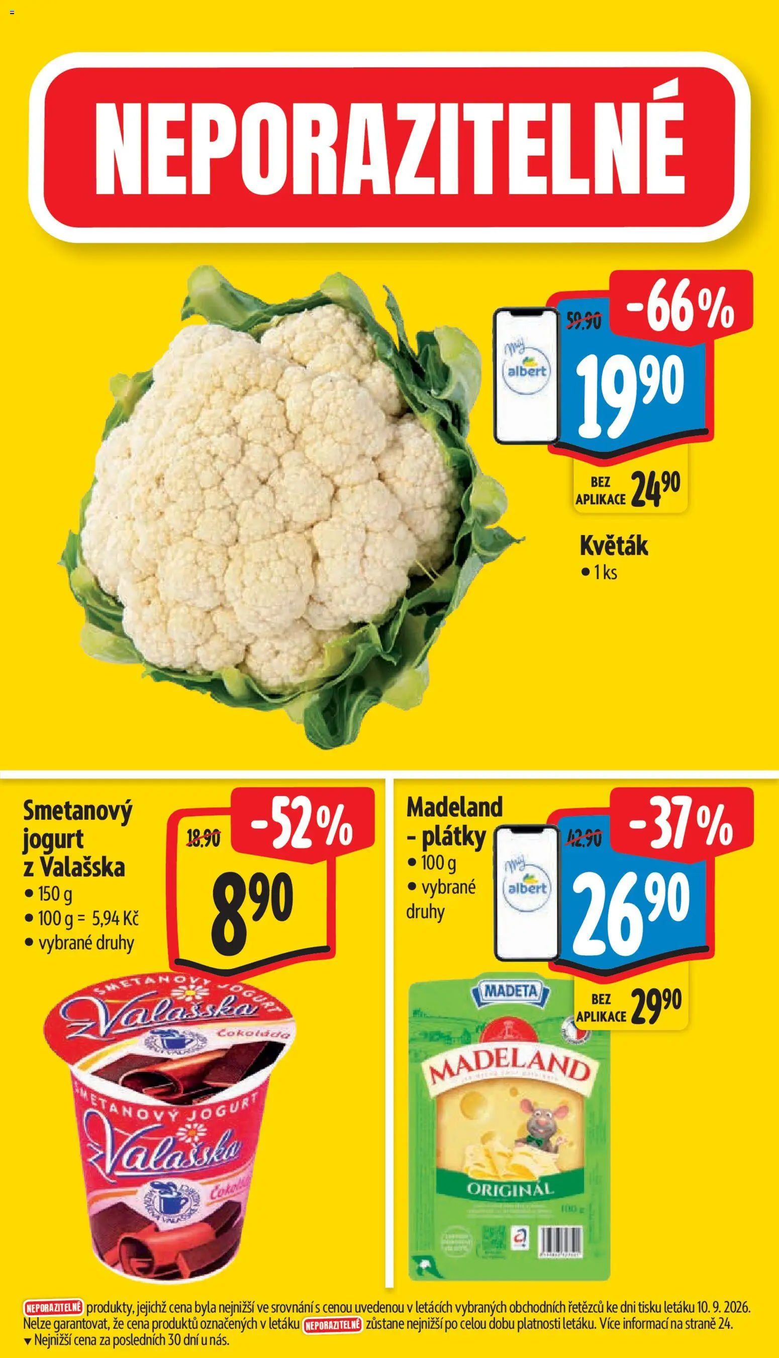 Albert leták - Supermarket -  	Frenštát pod Radhoštěm od 16.09.2026 | Strana: 3 | Produkty: Smetanový jogurt, Jogurt, Čokoláda, Květák