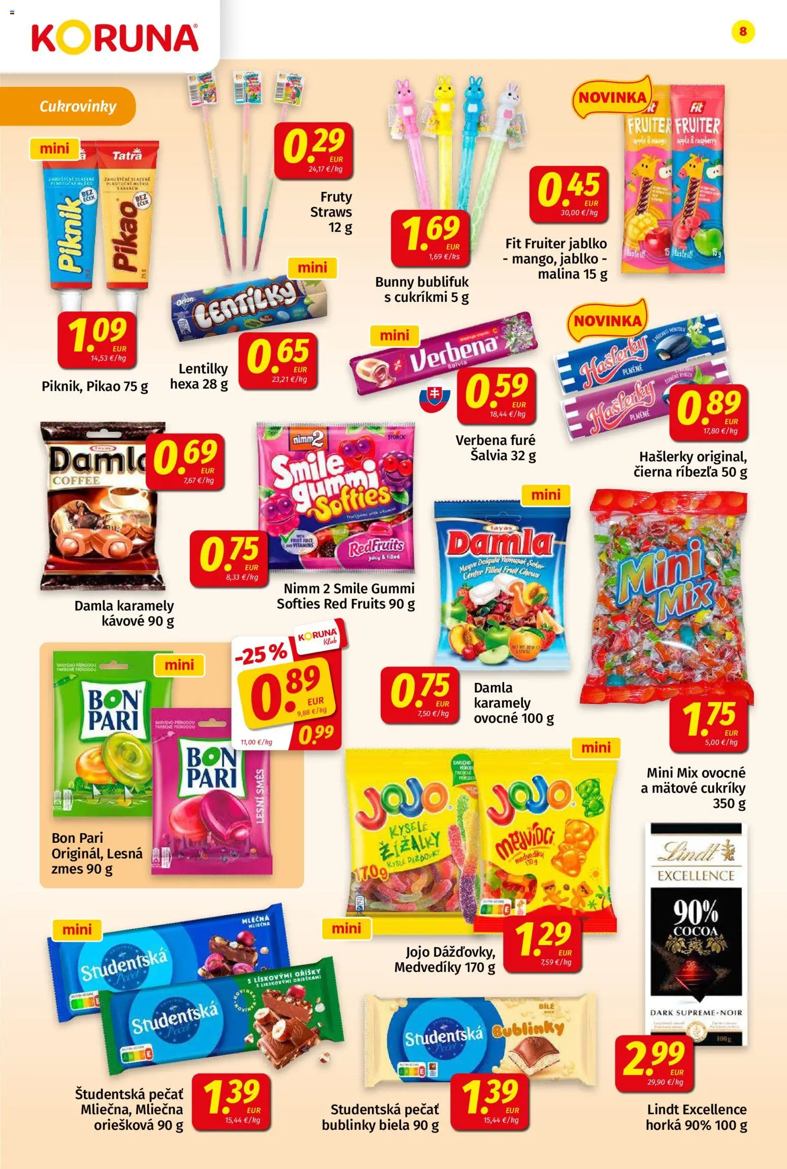 Nové Koruna akcie – leták je platný od 14.08.2026 | Strana: 8 | Produkty: Apple, Cukrovinky, Študentská pečať, Mango