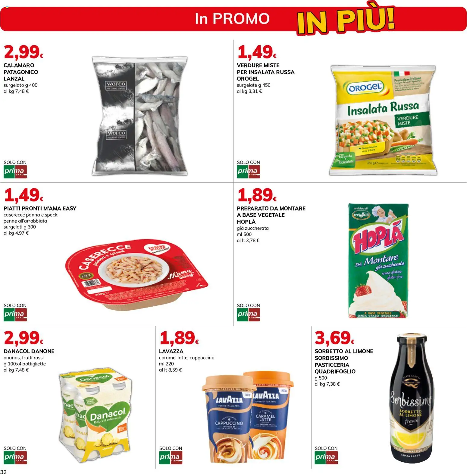 Volantino Basko del 11/08/2026 | Pagina: 32 | Prodotti: Cappuccino, Piatti, Verdure, Penne