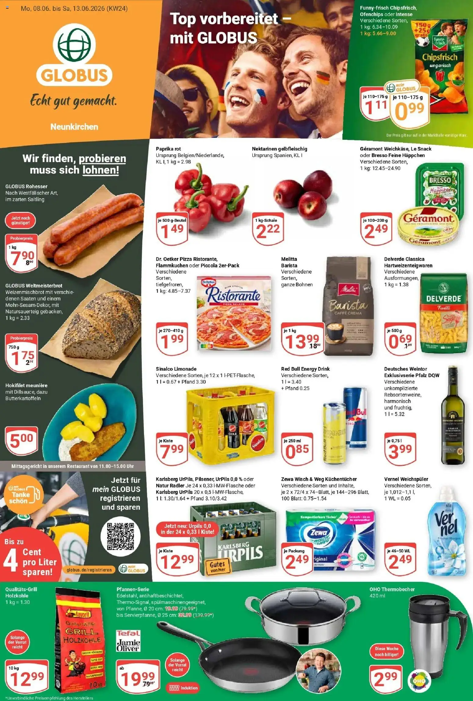 Globus Prospekt Neunkirchen – gültig ab 08.06.2026 | Seite: 3 | Produkte: Melitta, Geramont, Nektarinen, Paprika