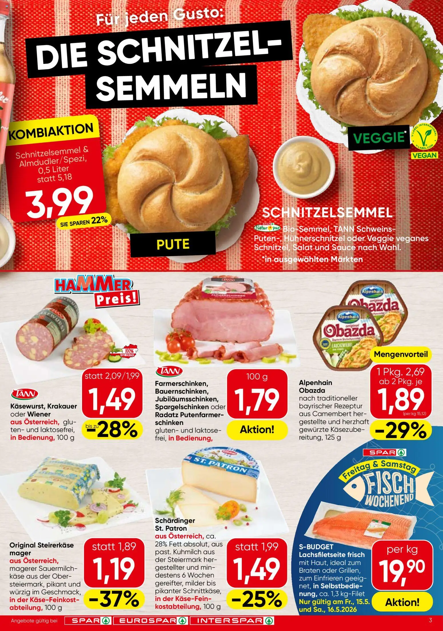 Spar Flugblatt - Burgenland gültig ab 13.05.2026 | Seite: 3 | Produkte: Salat, Käse, Schinken, Fisch