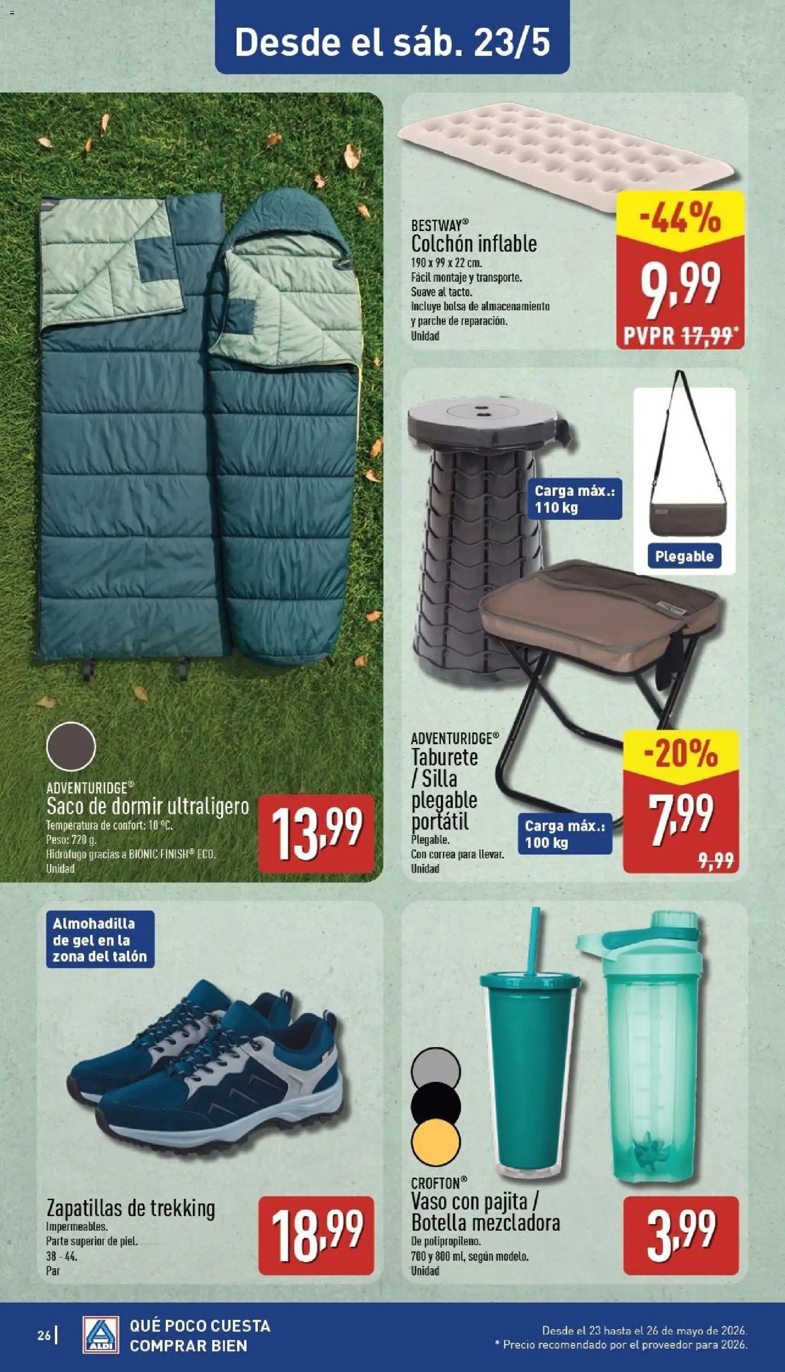Aldi folleto Canarias │ válido desde el 18.05.2026 | Página: 26 | Productos: Taburete, Saco de dormir, Colchon, Peso