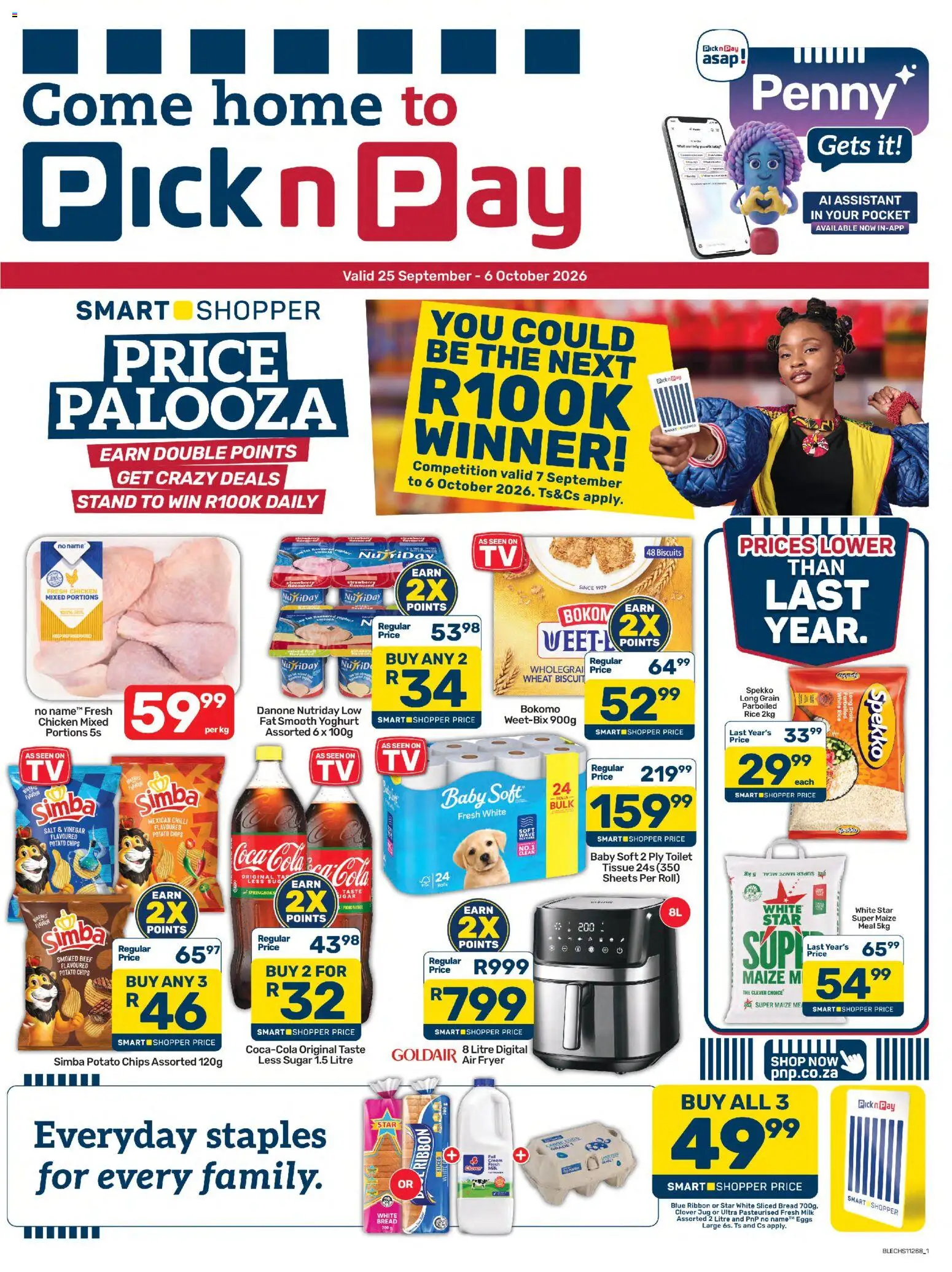 New Pick n Pay catalogue – valid from 25/09/2026 | Page: 1 | Products: Toilet, Bread, Chips, Sugar