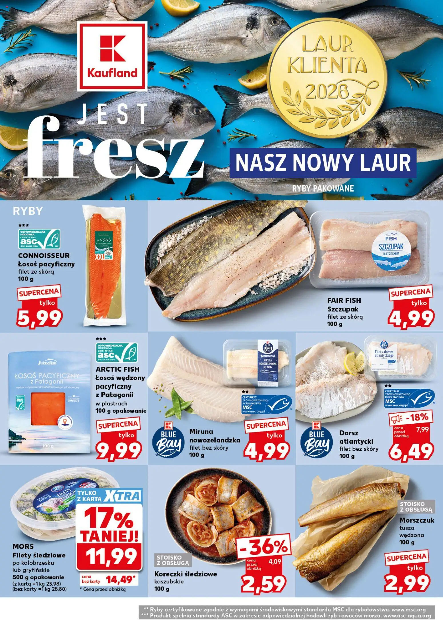 Kaufland Polsko leták - Mocny start od 15.06.2026 | Strana: 18 | Produkty: Ryby, Losos, Filet, Karty