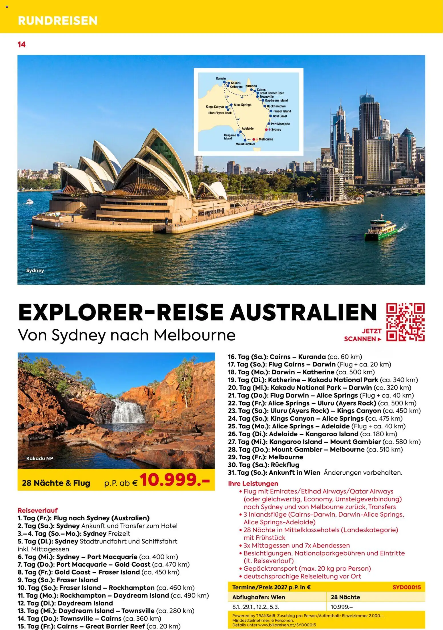 Billa- Billa Reisen Rundreise Highlights 2026/2027 gültig ab 12.08.2026 | Seite: 14