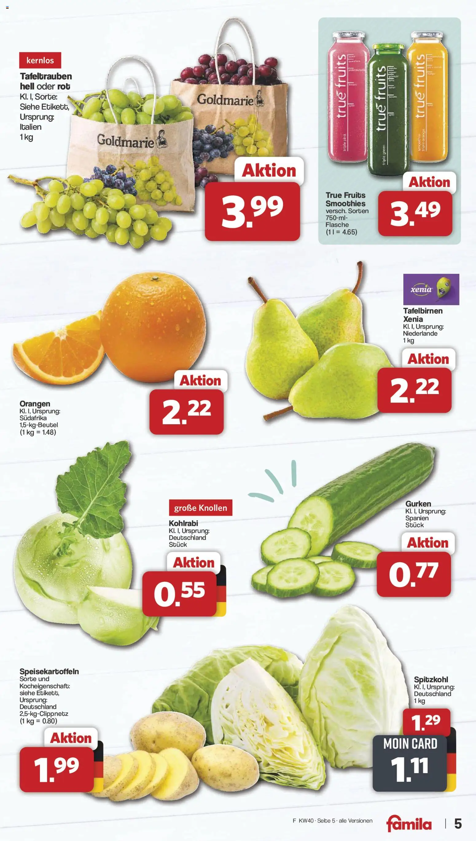Famila Nordwest Prospekt – gültig ab 28.09.2026 | Seite: 5 | Produkte: Kohlrabi, Orangen, Gurken