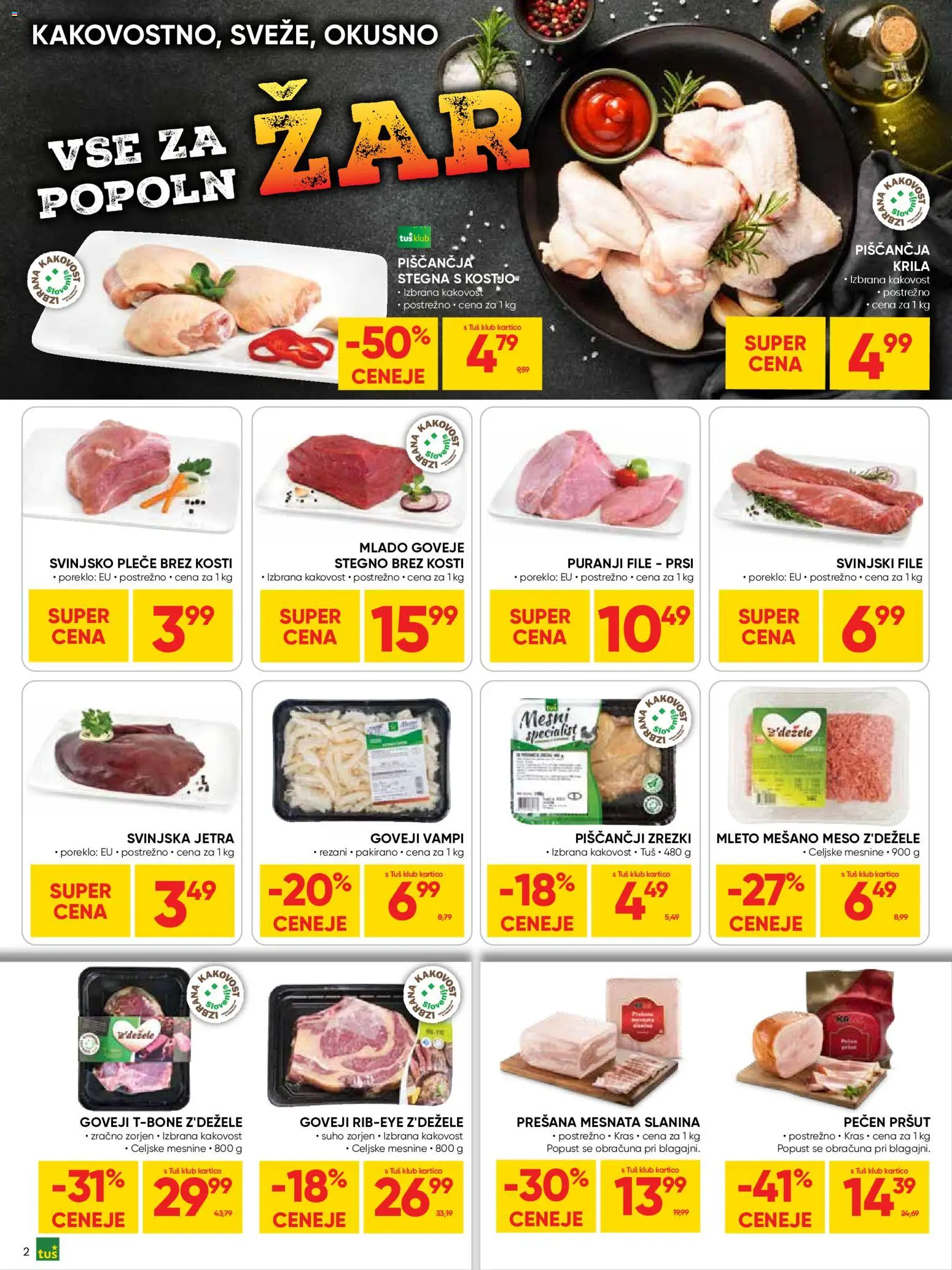 Novi Tuš katalog ponudbe – veljaven od 20.05.2026 | Stran: 2 | Izdelki: Pršut, Slanina, Zrezki