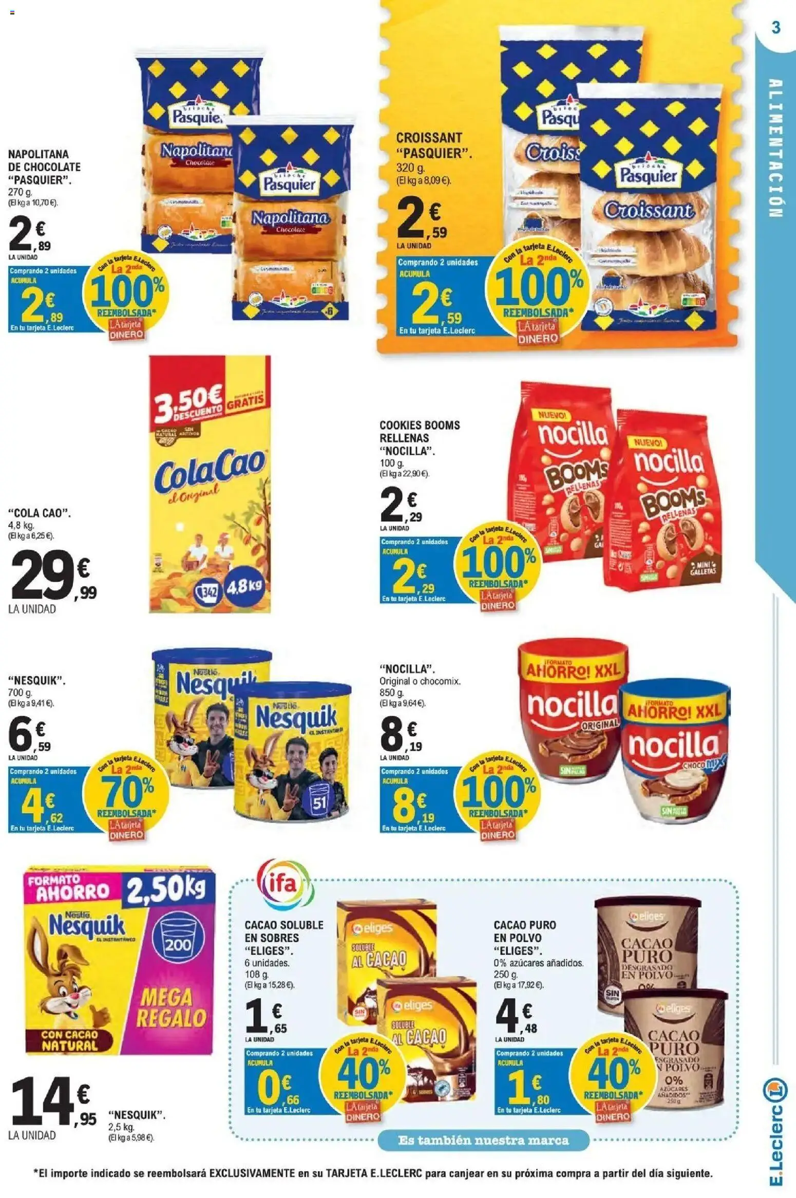 E.Leclerc Megames 1 │ válido desde el 23/09/2026 | Página: 3 | Productos: Polvo, Croissant, Galletas, Cacao