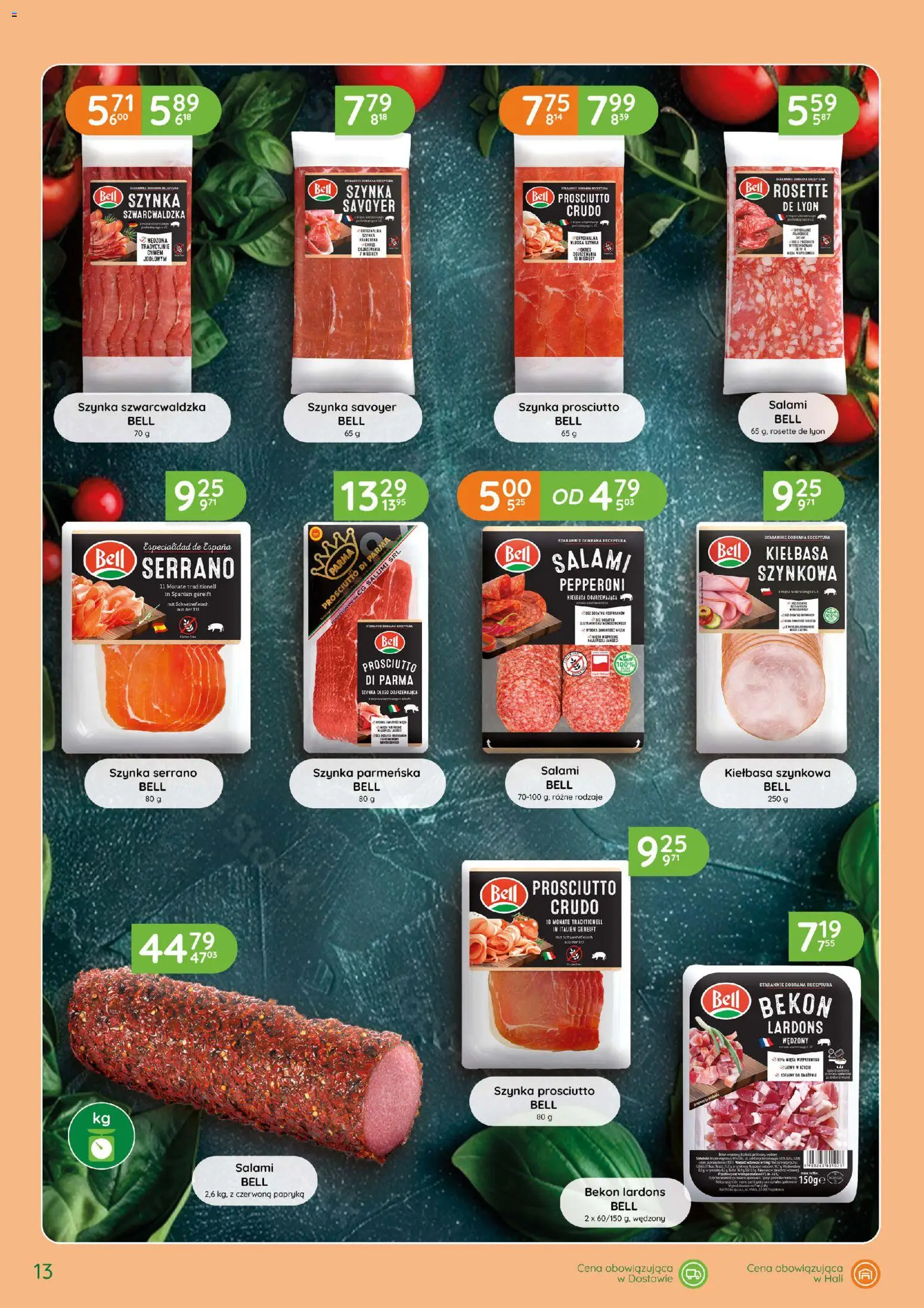 Eurocash gazetka - Katalog Wędlin od 01.10.2026 | Strona: 13 | Produkty: Bekon, Szynka prosciutto, Szynka serrano, Szynka szwarcwaldzka