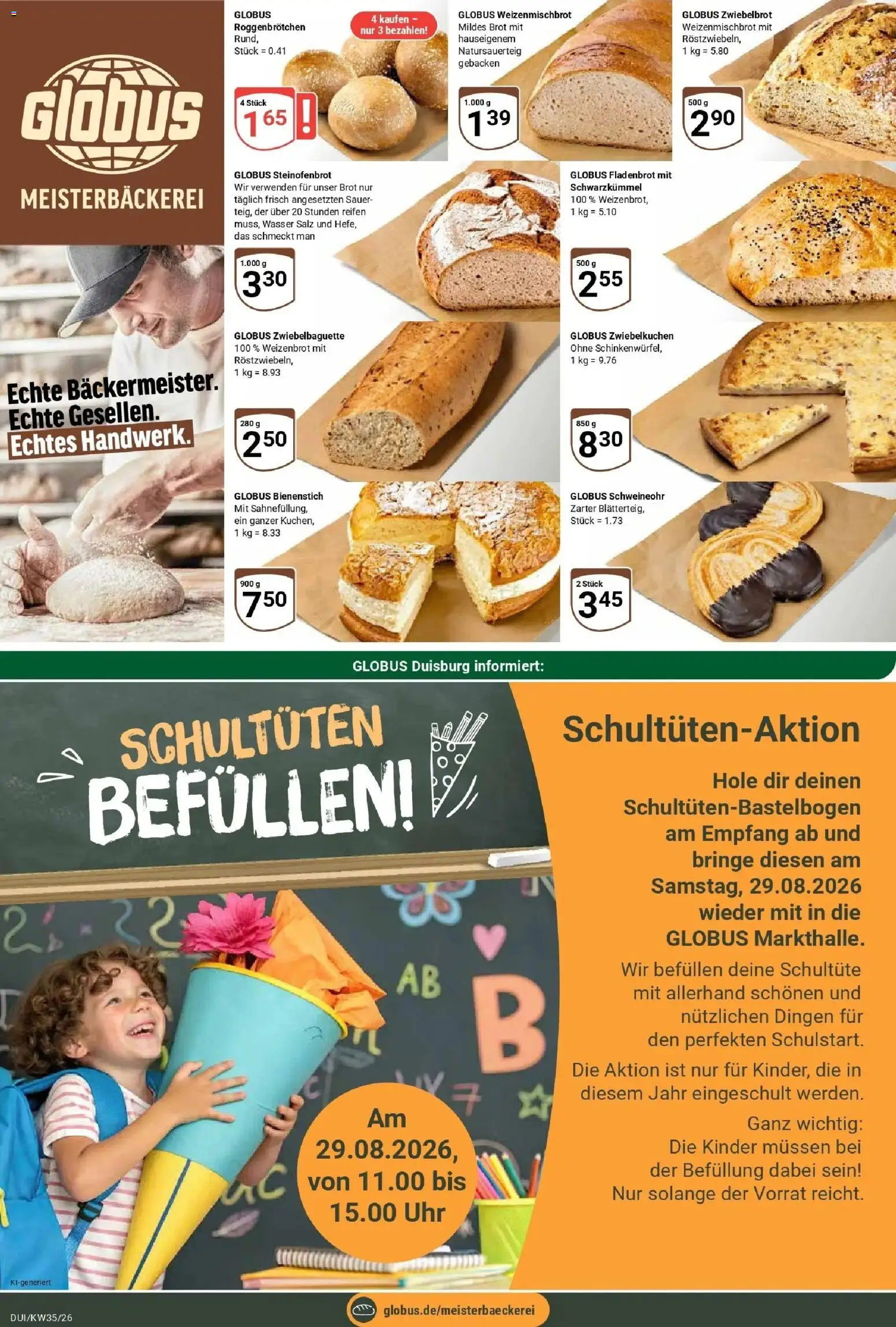 Globus Prospekt Duisburg (ab 24.08.2026) » Angebote online | Seite: 10 | Produkte: Wasser, Salz, Brot, Uhr
