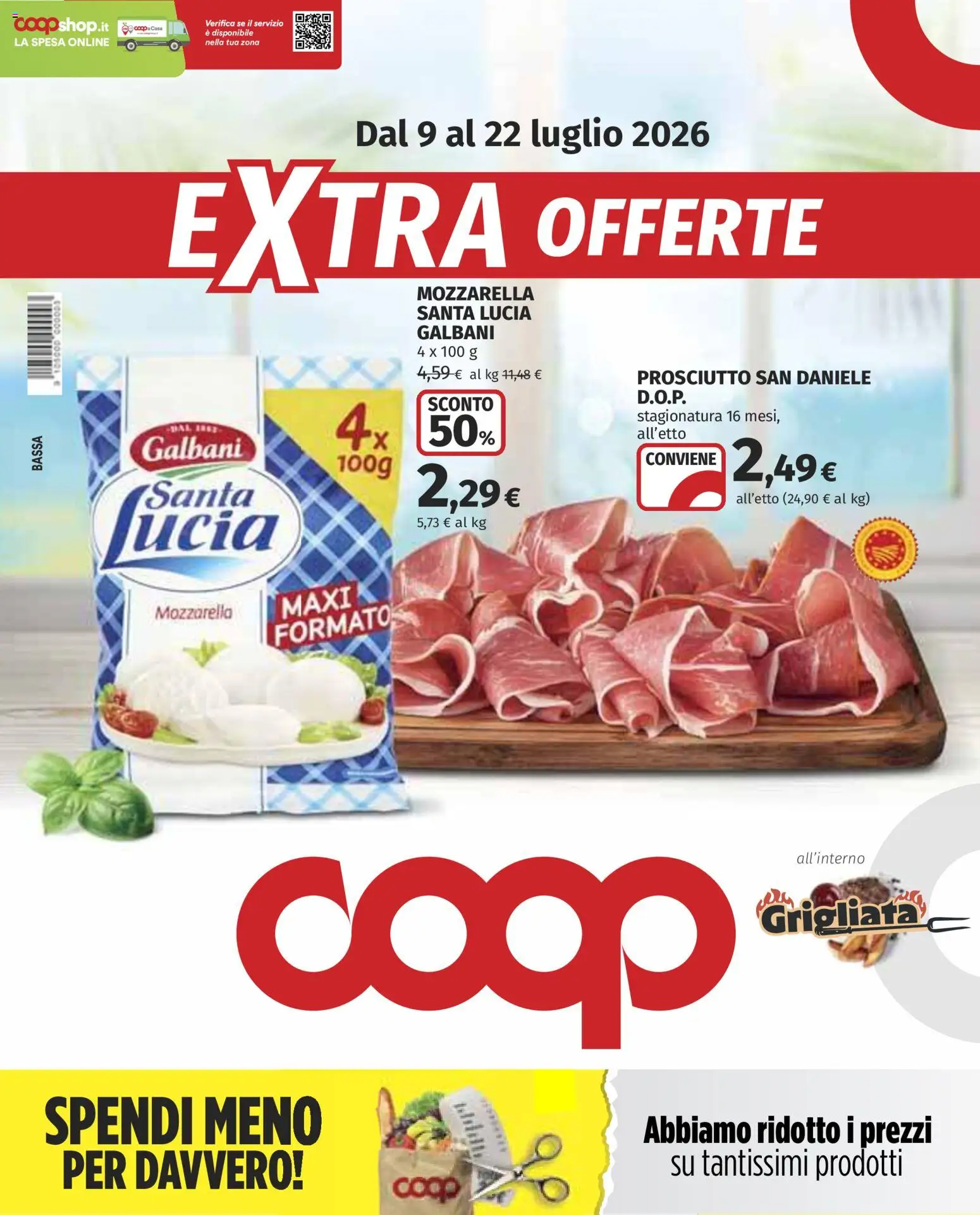 Volantino COOP del 09/07/2026 | Pagina: 1 | Prodotti: Mozzarella, Prosciutto