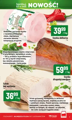 Pogląd oferty "POLOmarket gazetka - Nowości" - ważna od 11.09.2026 | Strona: 3 | Produkty: Schab, Szynka wieprzowa, Szynka, Szynka długodojrzewająca