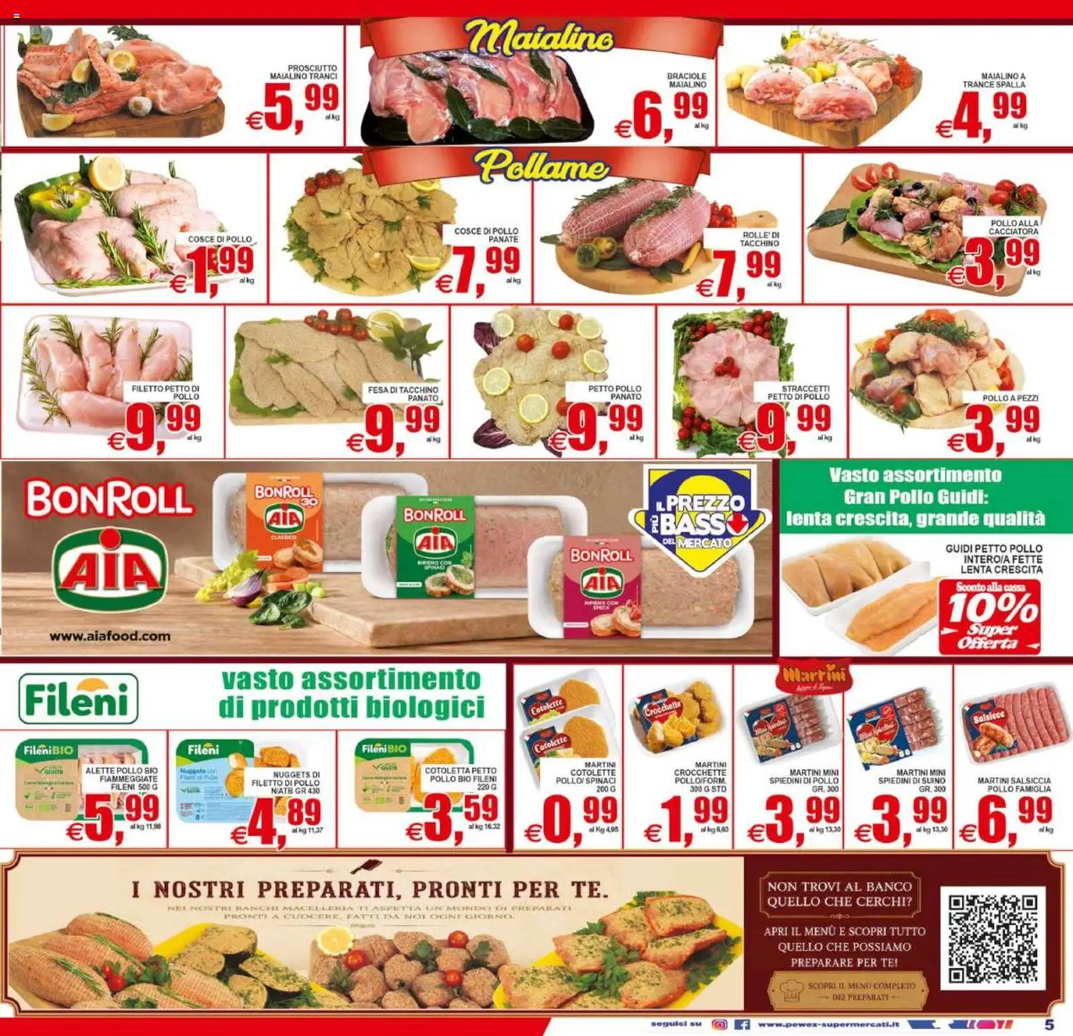 Volantino Pewex del 02/09/2026 | Pagina: 5 | Prodotti: Petto di Pollo, Pollo, Salsiccia, Cosce di pollo