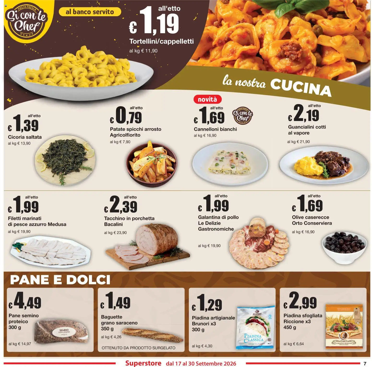 Volantino Sì con Te del 17/09/2026 | Pagina: 7 | Prodotti: Porchetta, Pollo, Olive, Pasta