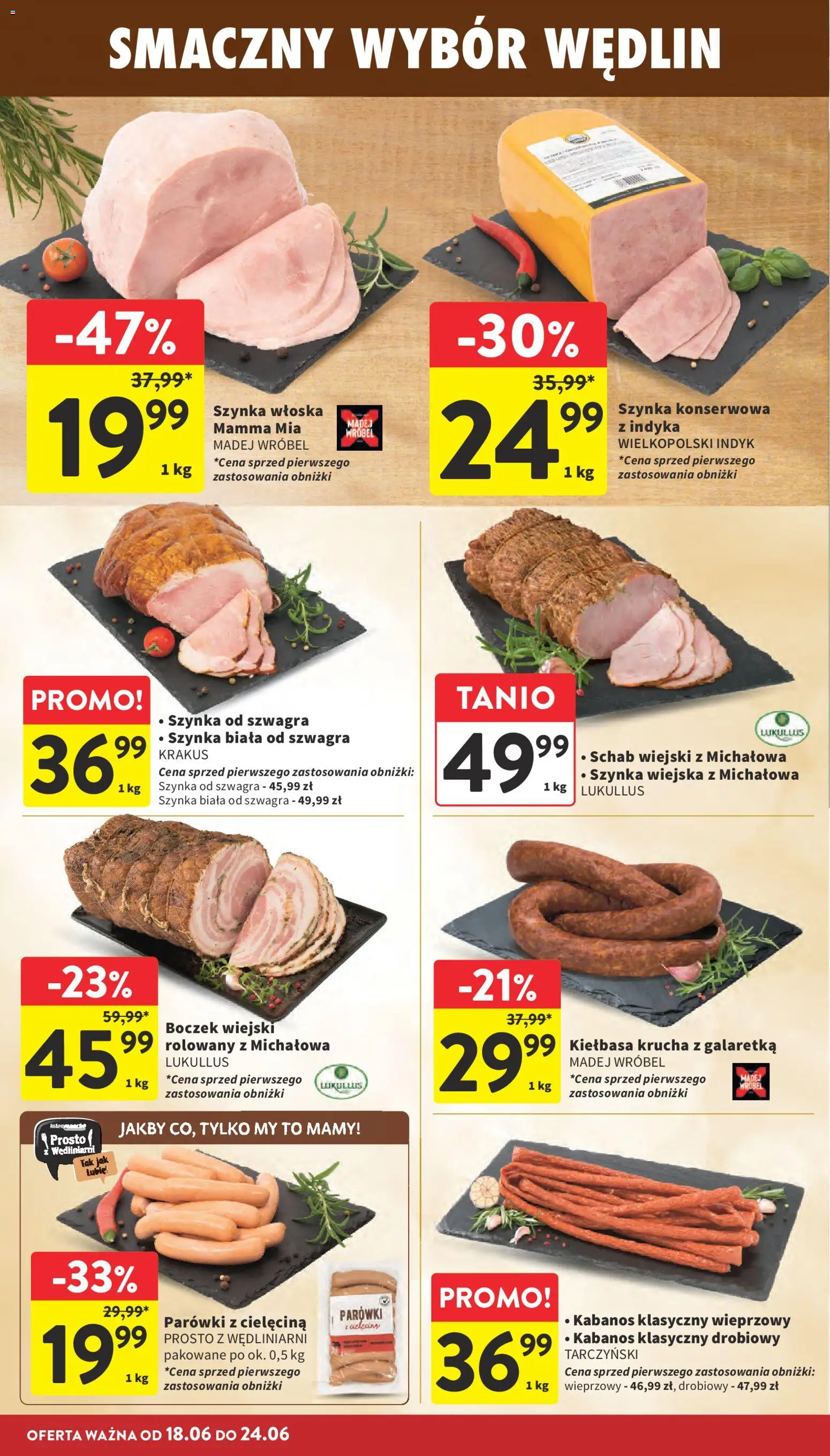Intermarche gazetka od 18.06.2026 | Strona: 14 | Produkty: Galaretka, Parówki, Szynka, Boczek