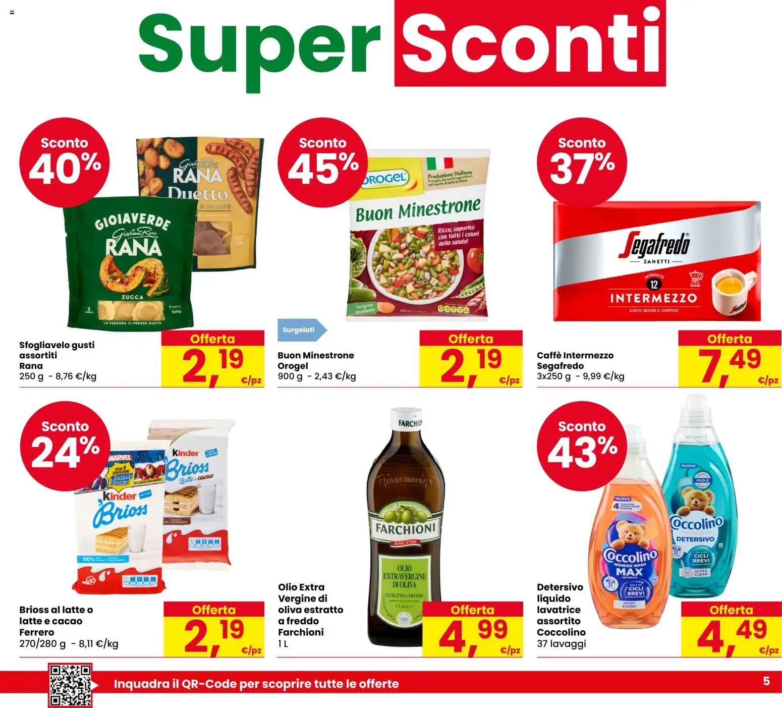 Volantino Eurospar del 15/10/2026 | Pagina: 5 | Prodotti: Minestrone, Caffè, Cacao, Segafredo