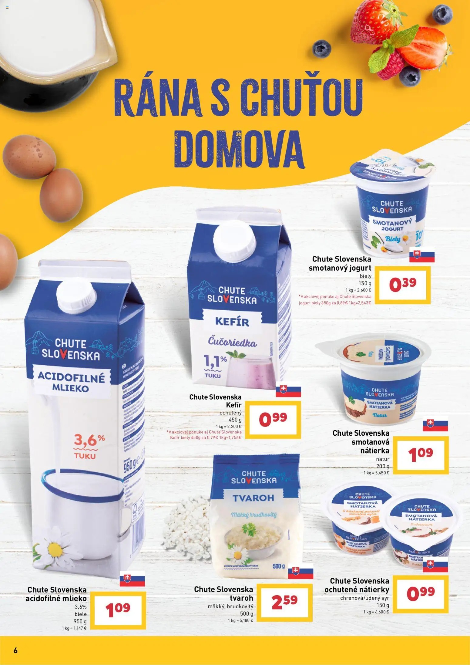 Nové Billa akcie – leták je platný od 12.08.2026 | Strana: 6 | Produkty: Syr, Jogurt, Smotanový jogurt, Acidofilné mlieko