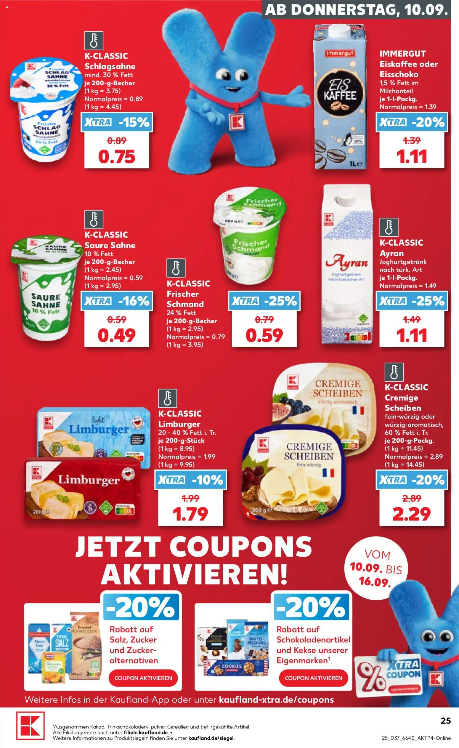 Kaufland Německo leták od 10.09.2026 | Strana: 25 | Produkty: Ayran, Cookies, Limburger, Eiskaffee