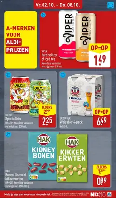 HAK Bonen, linzen of kikkererwten, OP=OP. Meerdere varianten verkrijgbaar. 190-380 g. - Voorbeeld van een folder van Aldi, geldig van 28-09-2026 | Pagina: 51 | Producten: Kikkererwten, Linzen, Bonen