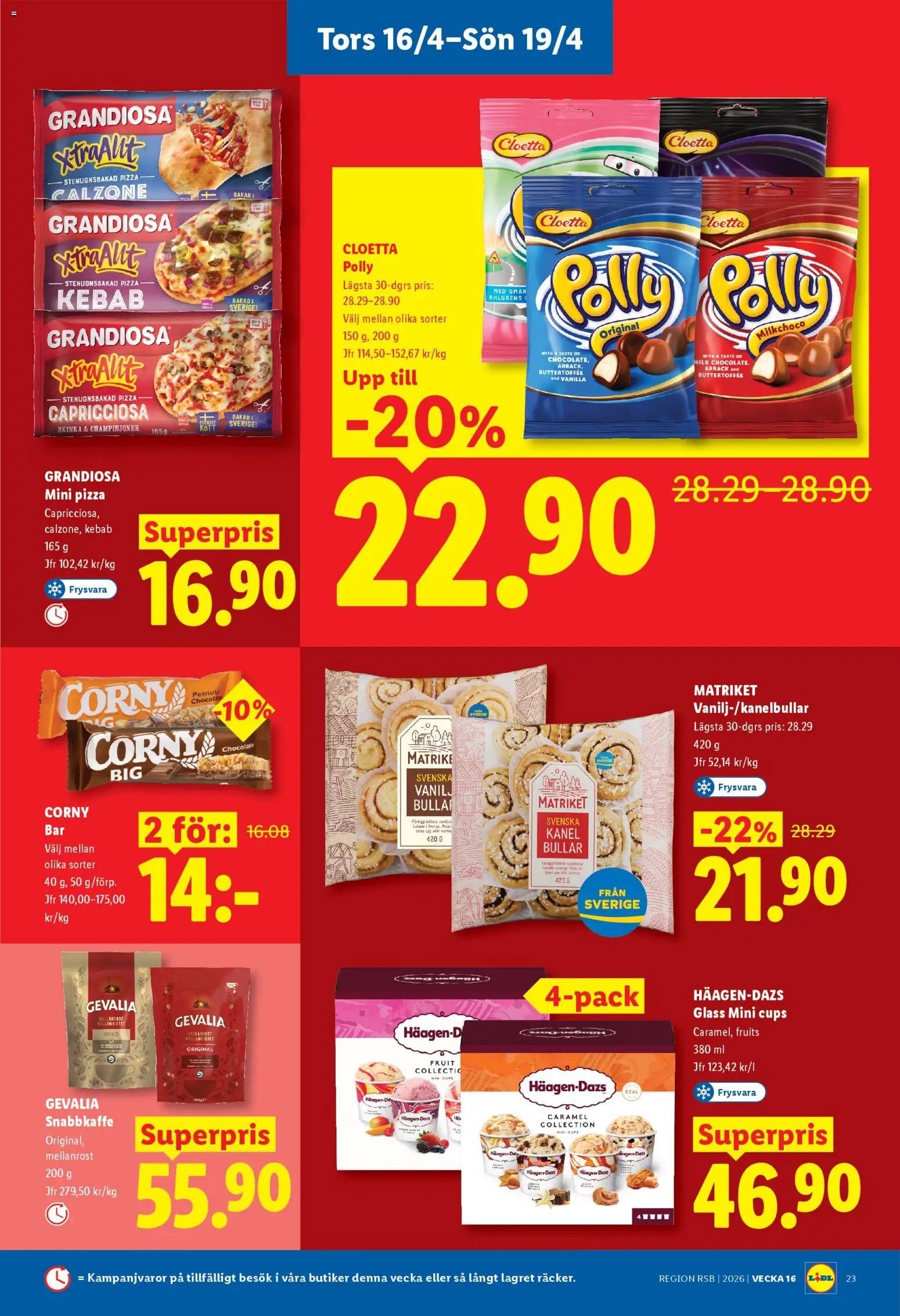 Lidl reklamblad aktuell från 13.04.2026 | Sida: 28 | Produkter: Skinka, Pizza, Champinjoner, Glass