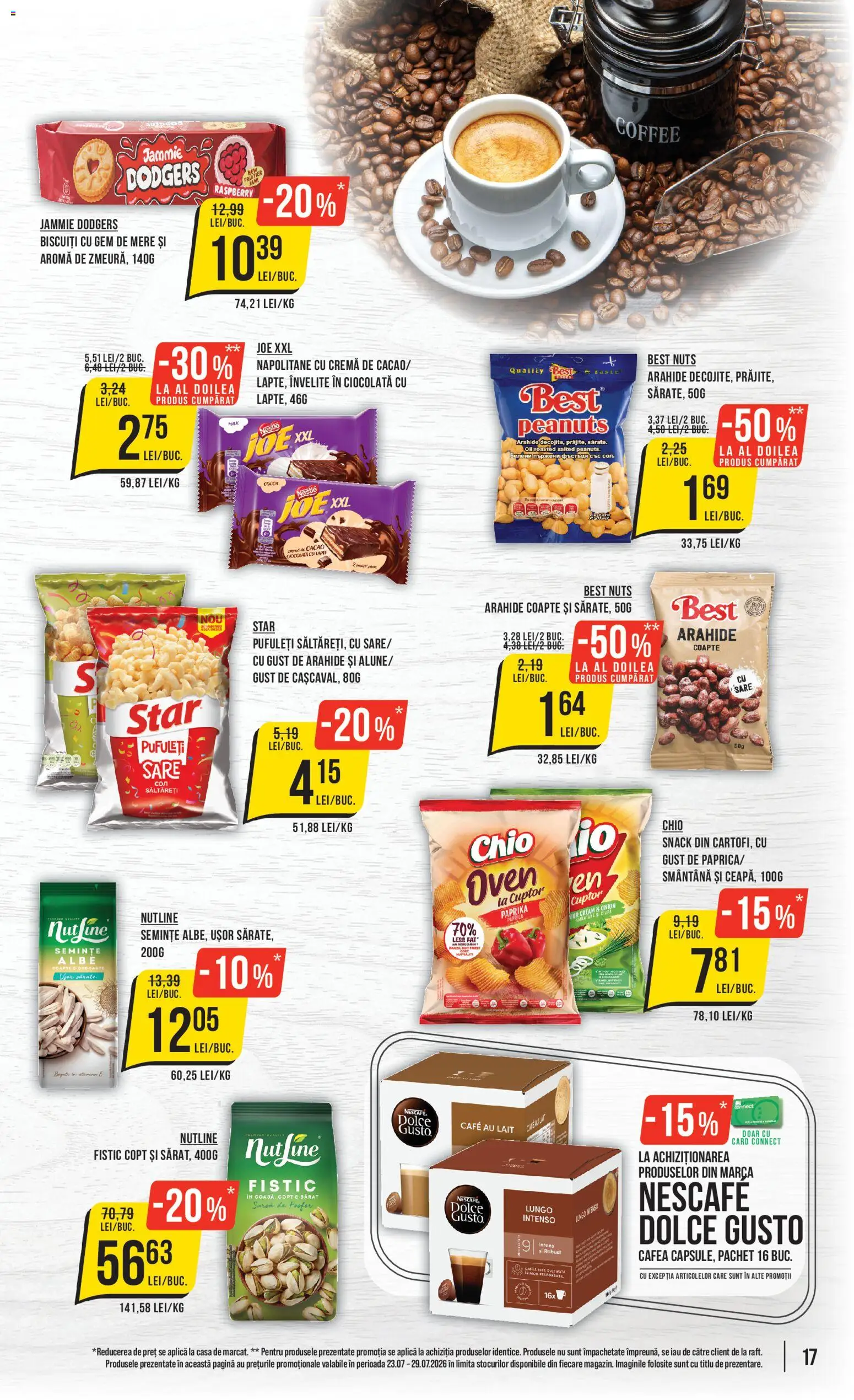 Noul catalog Mega Image – valabil de la 23.07.2026 | Pagină: 17 | Produse: Napolitane, Cremă, Mere, Cacao