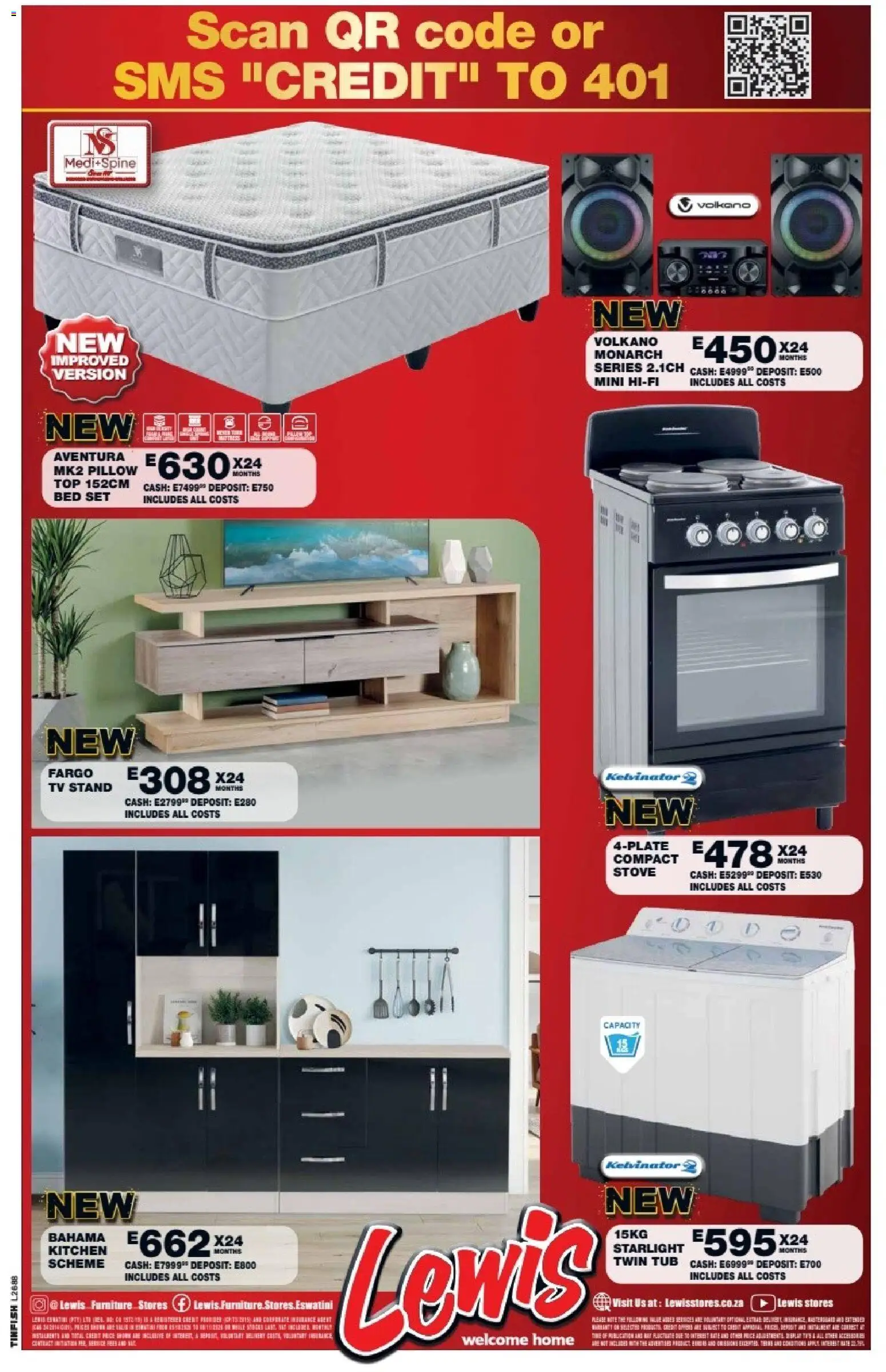 New Lewis Stores catalogue – valid from 05/10/2026 | Page: 24 | Products: Stove, Bed, Pillow, TV
