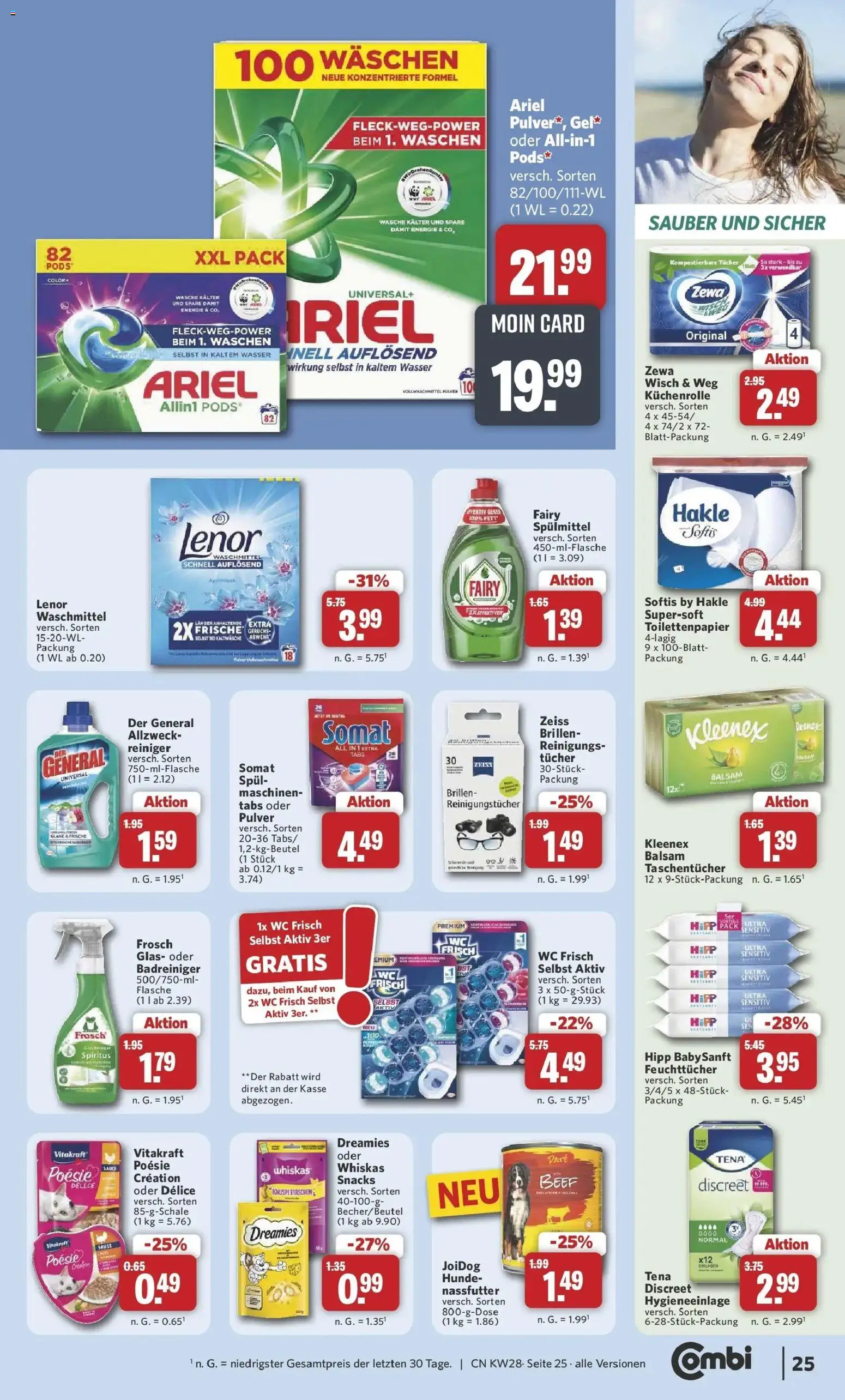 Combi Prospekt Wardenburg – gültig ab 06.07.2026 | Seite: 25 | Produkte: Ariel, Zewa, Waschmittel, Toilettenpapier