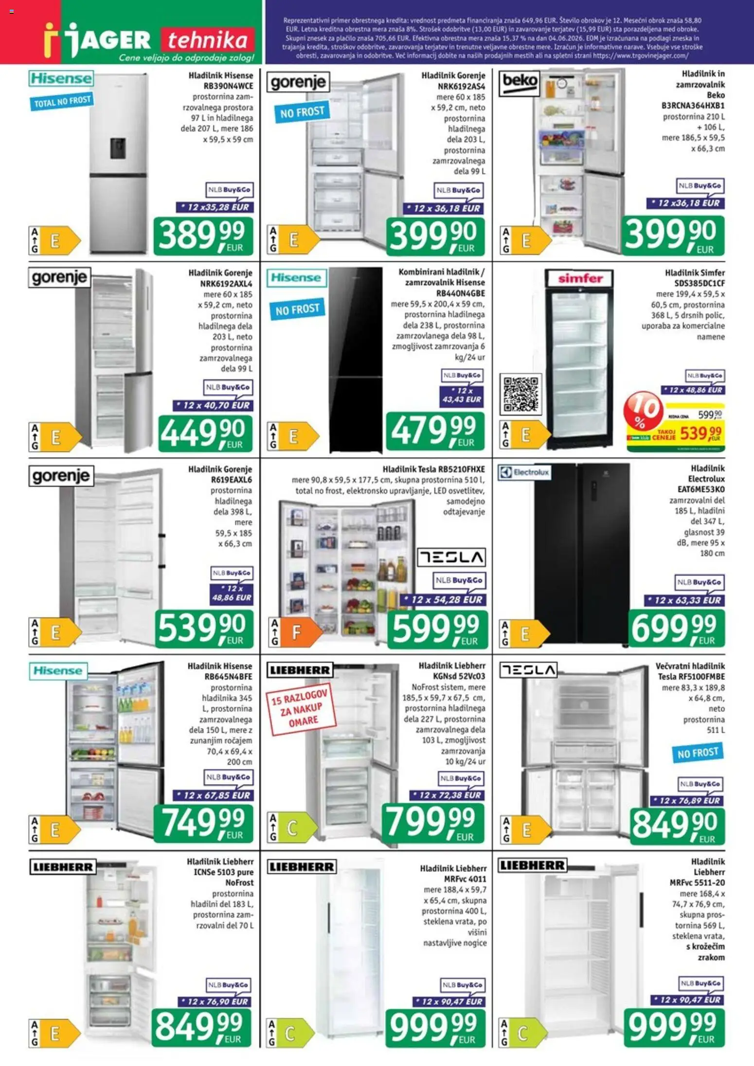 Novi Jager katalog ponudbe – veljaven od 17.06.2026 | Stran: 13 | Izdelki: Hladilnik, Zamrzovalnik