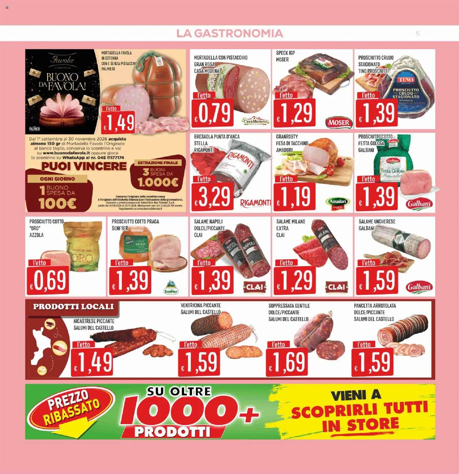 Volantino SISA del 17/09/2026 | Pagina: 5 | Prodotti: Prosciutto Cotto, Salame, Pancetta, Tacchino
