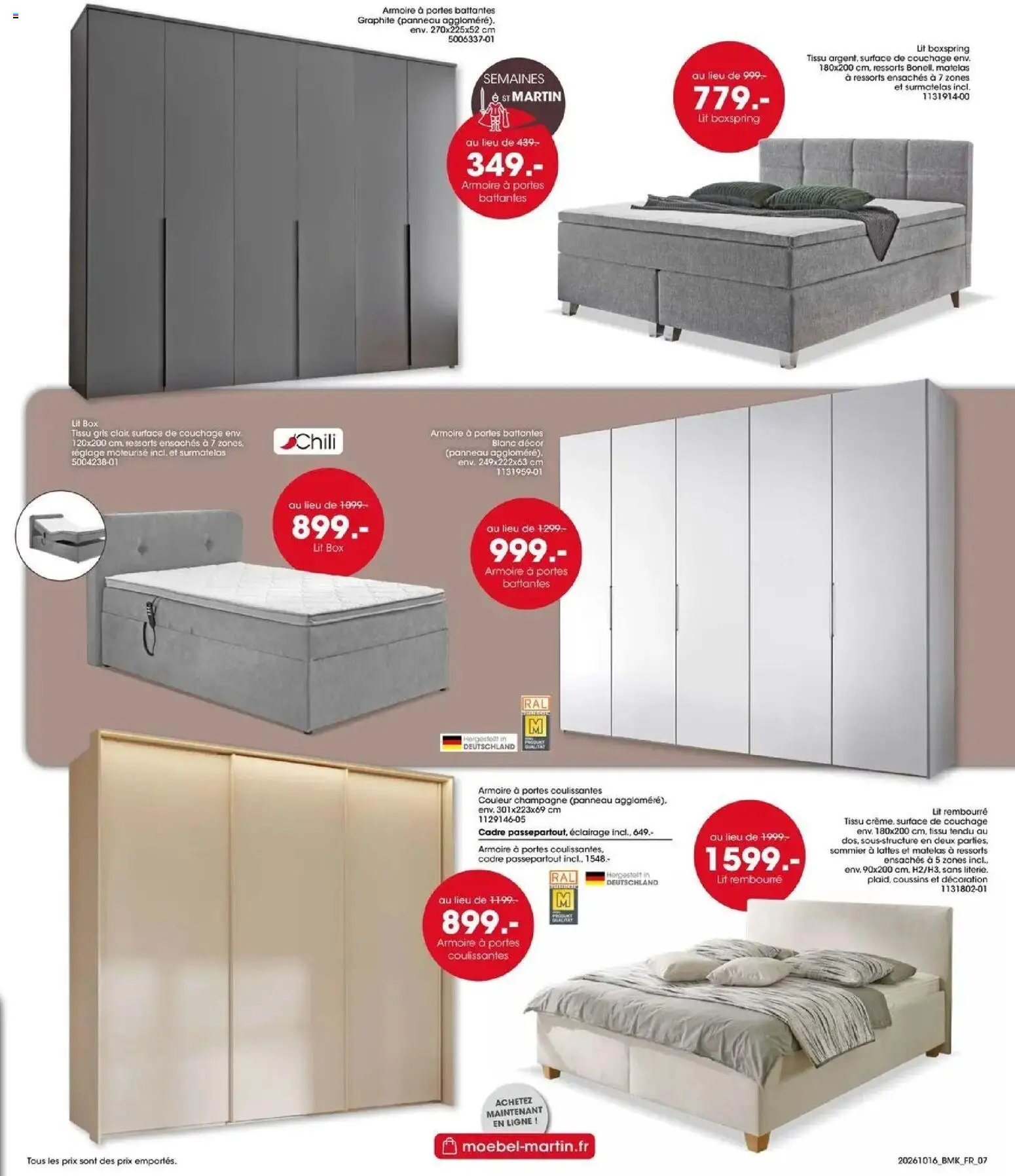 {H1} | Page: 7 | Produits: Matelas, Armoire, Éclairage, Cadre