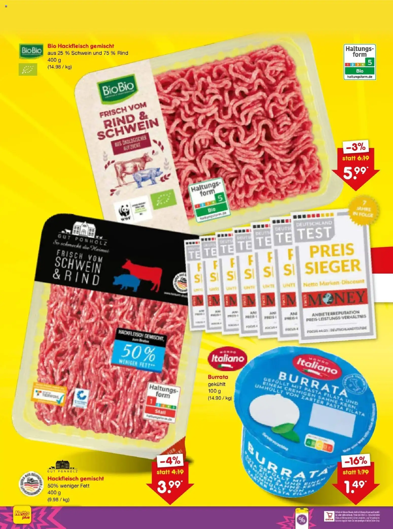 Netto Marken-Discount - Netto: Wochenangebote – gültig ab 05.07.2026 | Seite: 4 | Produkte: Burrata, Pasta, Sahne, Hackfleisch