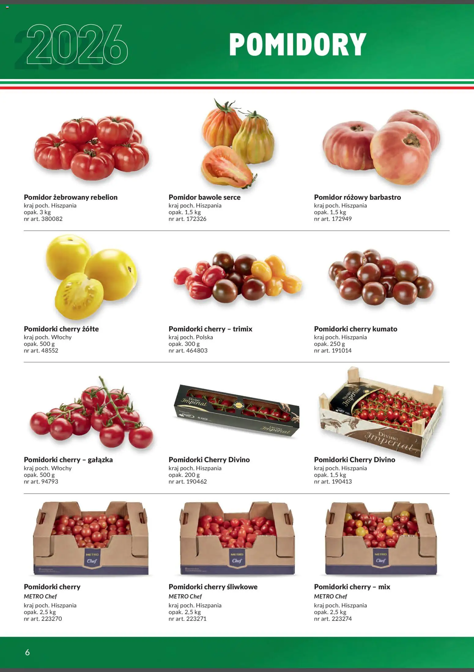 Makro Gazetka - Italia od 01.02.2026 | Strona: 6 | Produkty: Pomidor, Pomidory, Pomidorki cherry