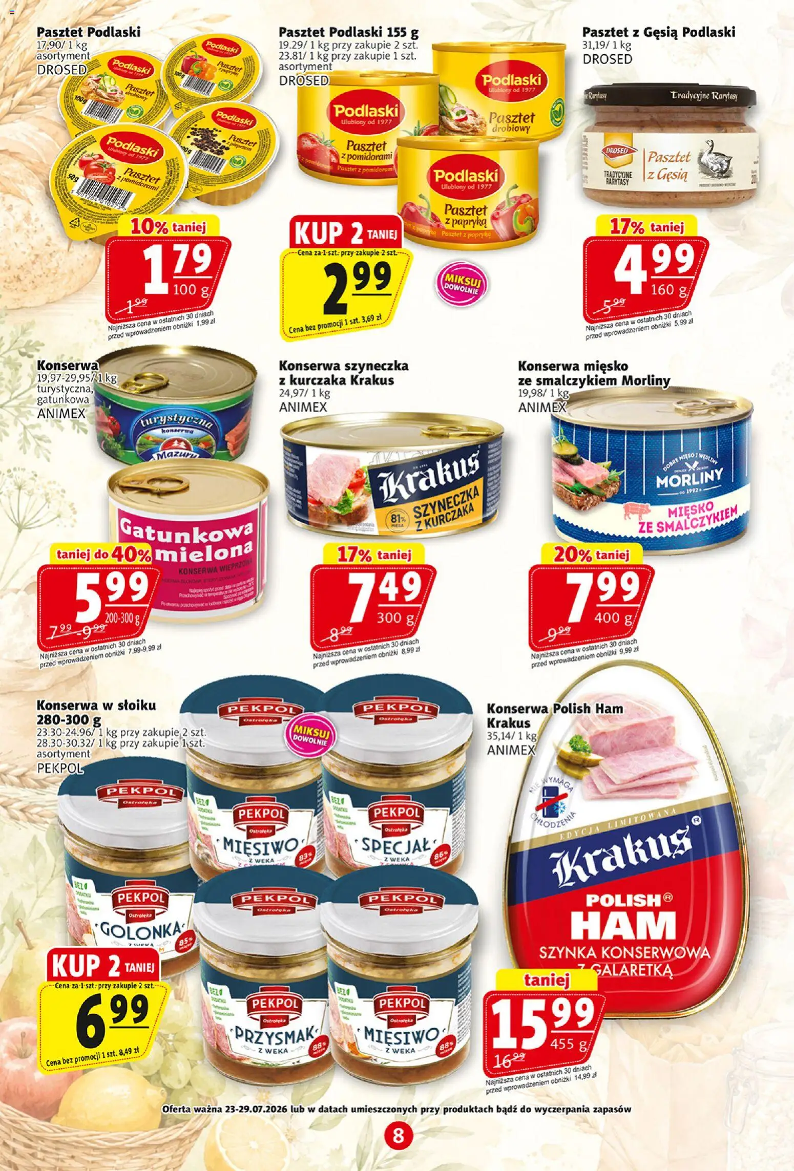Prim Market gazetka od 23.07.2026 | Strona: 8 | Produkty: Galaretka, Szynka, Papryka