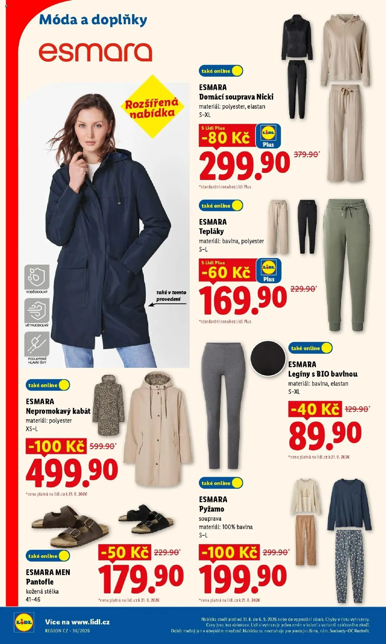 Lidl leták od 31.08.2026 - Nový akční leták | Strana: 12 | Produkty: Kabát, Pyžamo, Pantofle, Tepláky